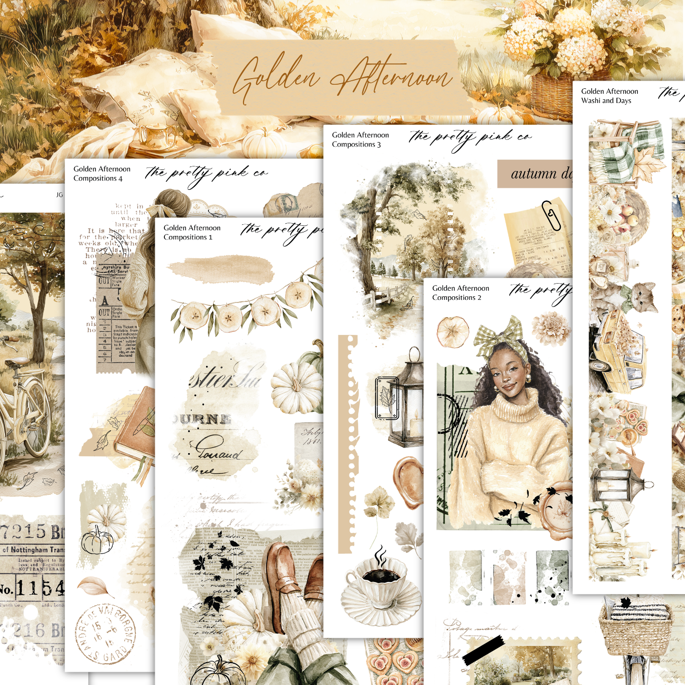 The image is a collage of various autumn-themed elements, including a woman in a sweater, flowers, leaves, and other seasonal decorations. The collage is titled "Golden Afternoon" and includes text that describes the different elements, such as "Golden Afternoon Compromise 4", "Golden Afternoon Compromise 3", and "Golden Afternoon Compromise 2". The collage also includes a woman's portrait and other decorative elements that contribute to the autumn theme.
