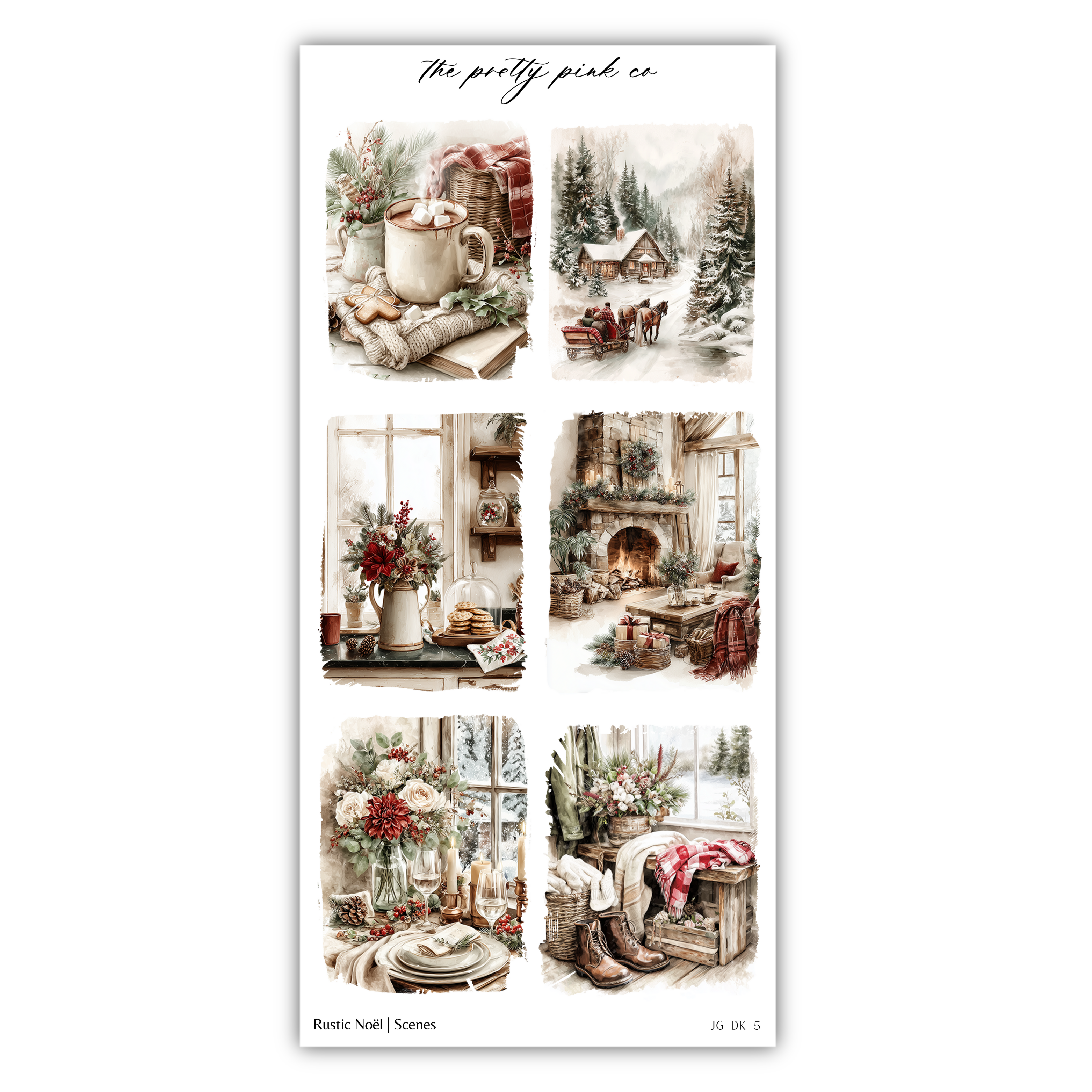 The image is a collage of six pictures depicting various scenes related to Christmas and holiday decorating.