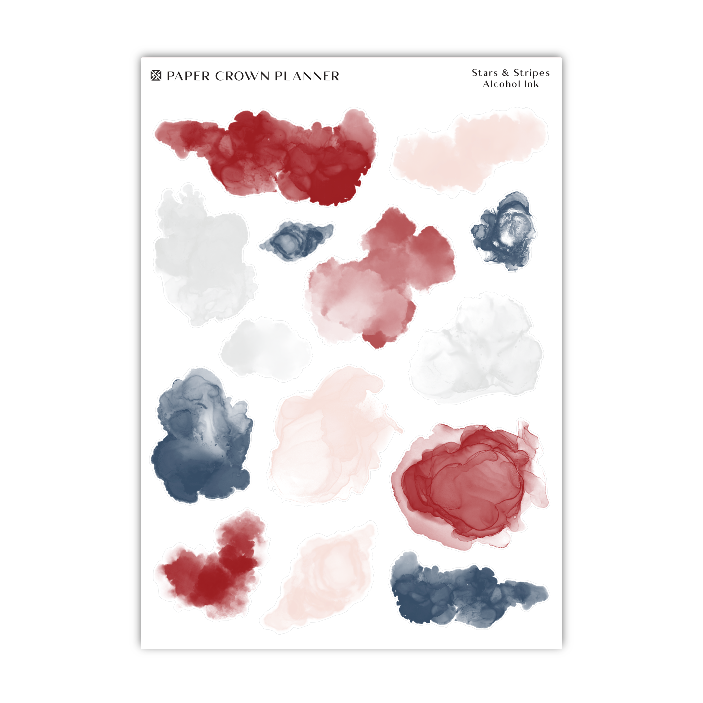 a sheet of watercolor paper with red, white and blue ink
