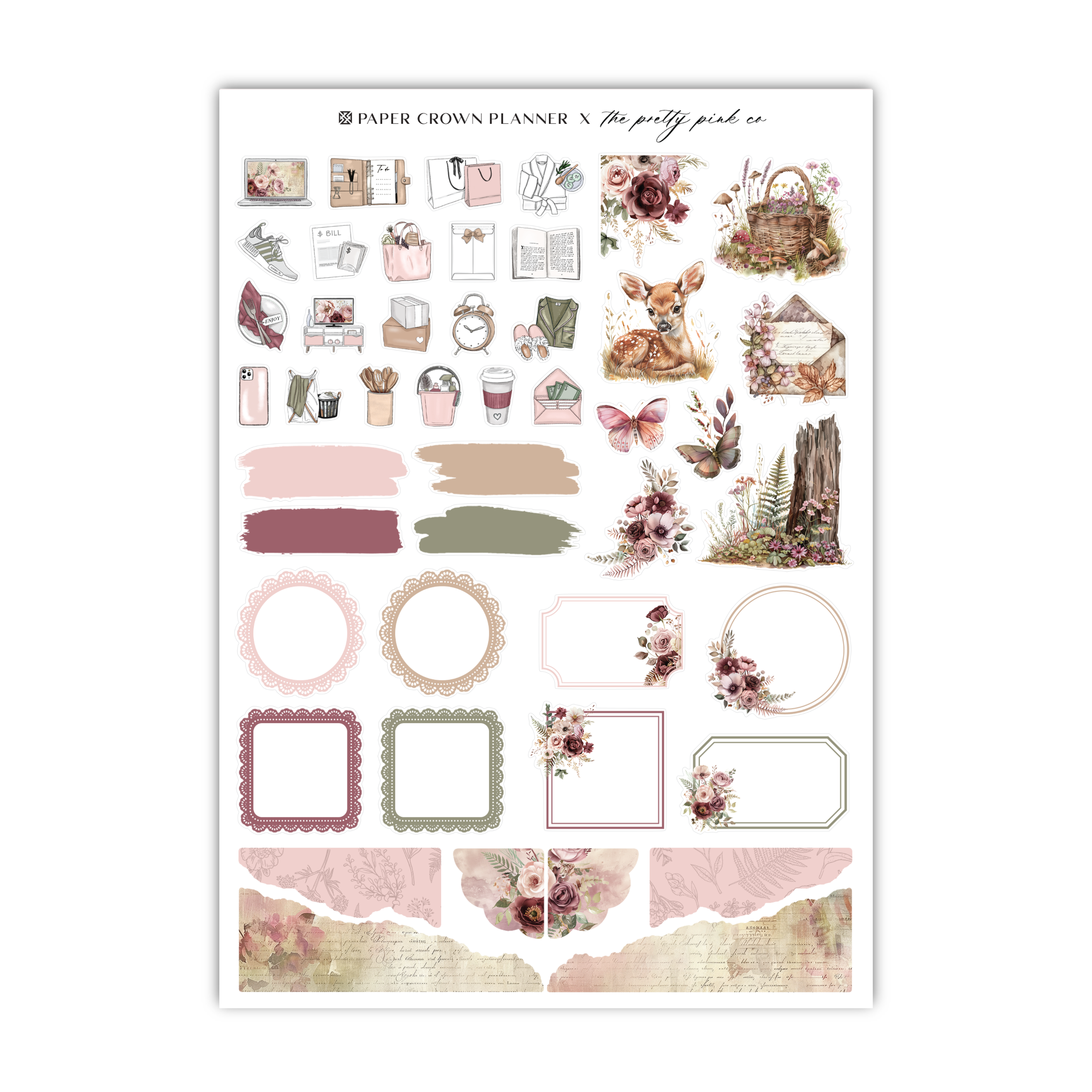 a sticker sheet with flowers and frames