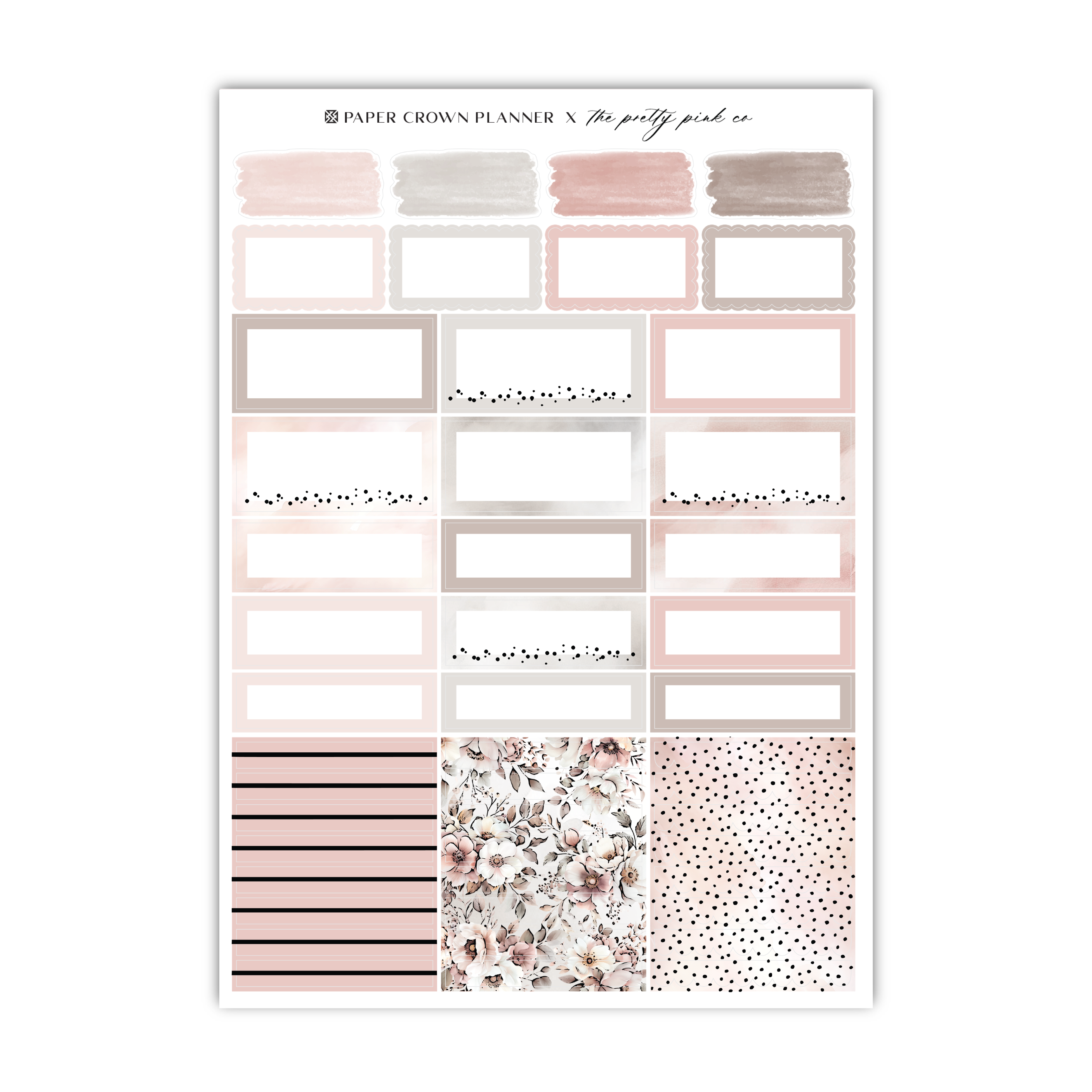 a pink and grey planner sticker sheet