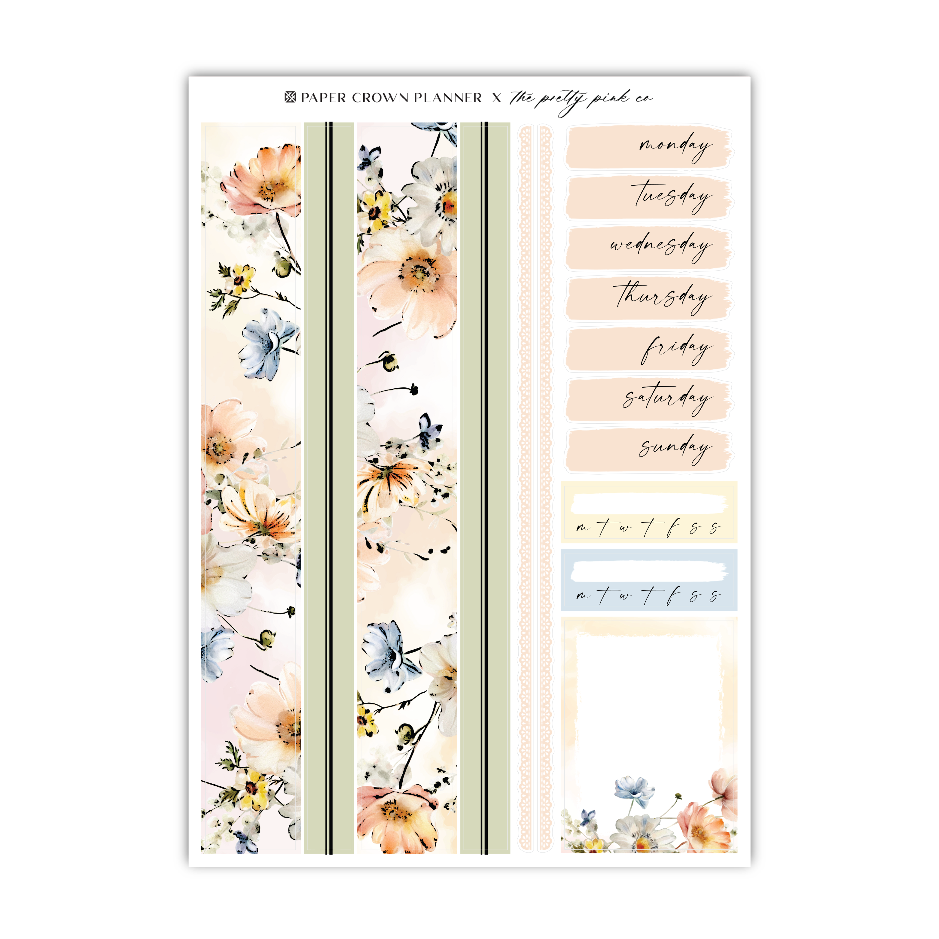 a planner sticker with flowers on it