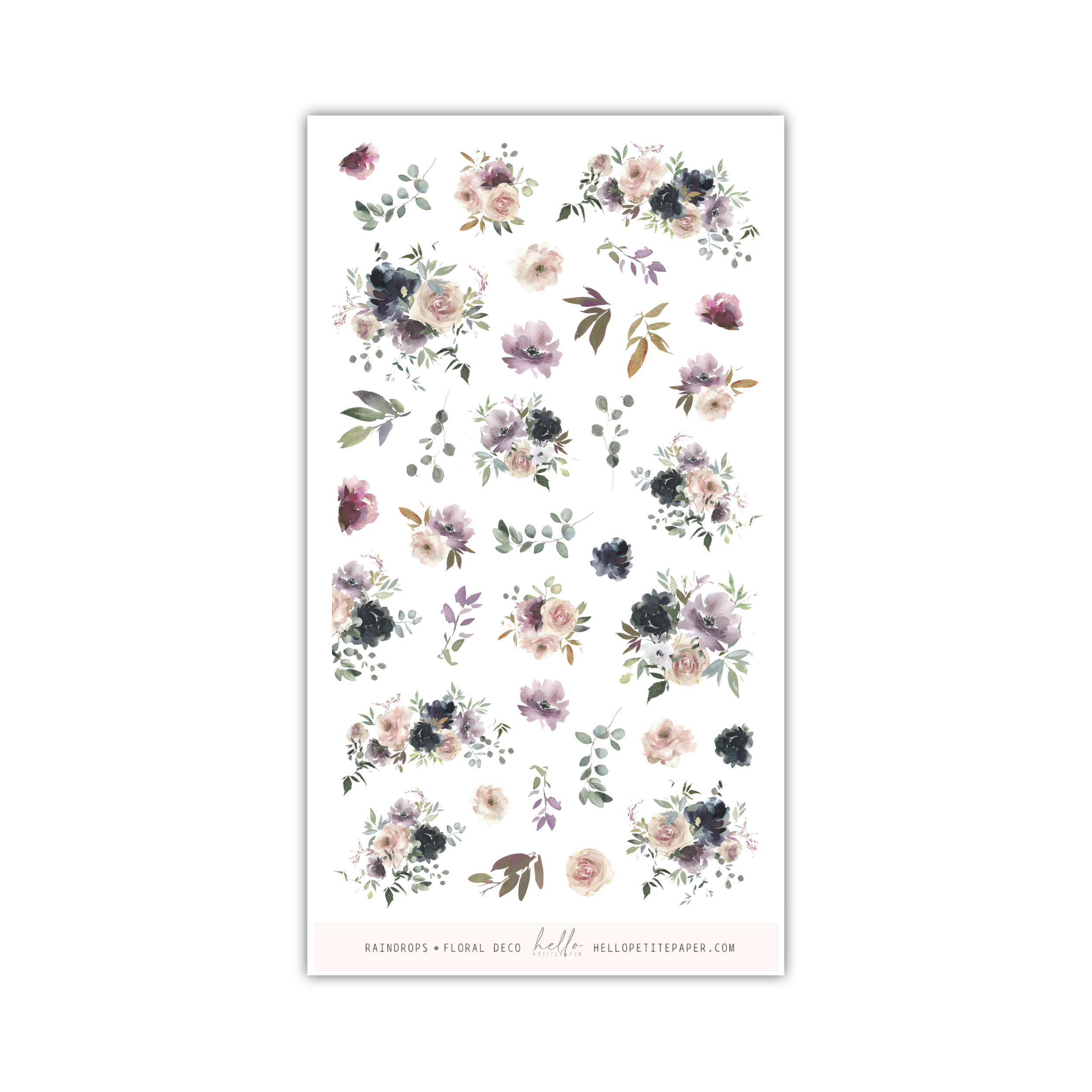 a sheet of stickers with flowers on it