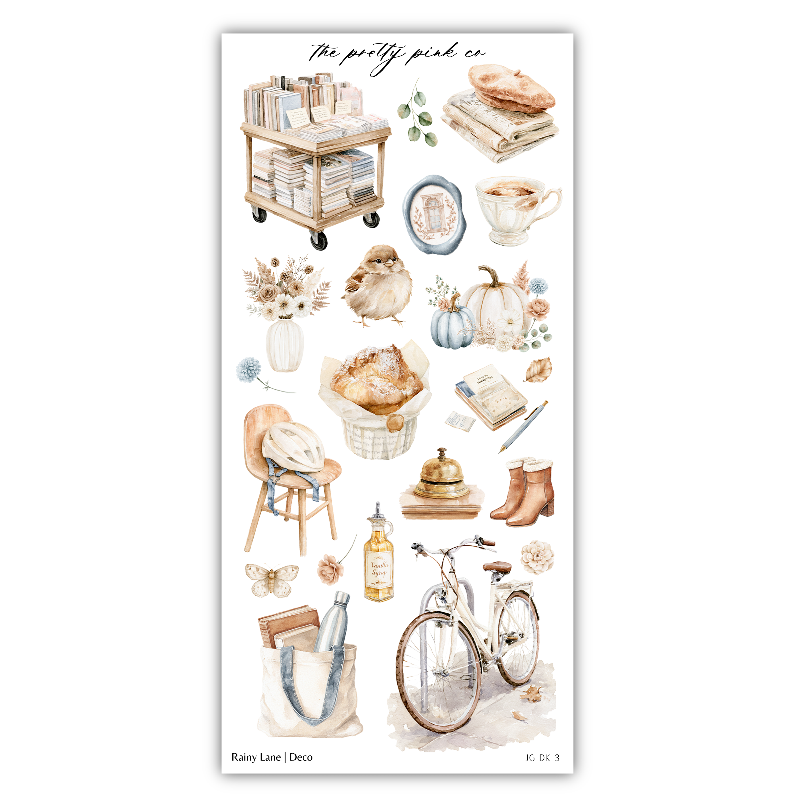 a sticker sheet with various items on it