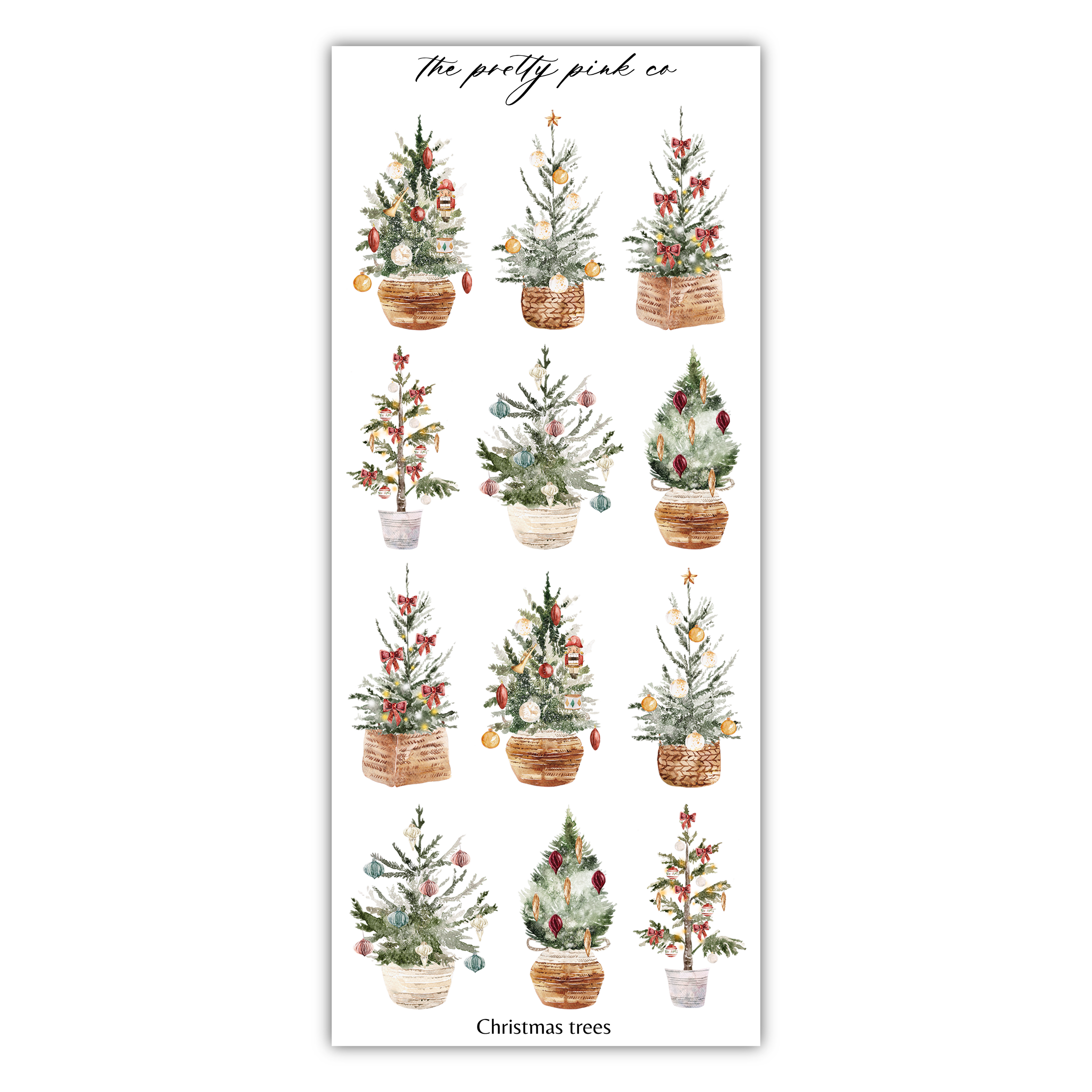 a christmas tree sticker sheet on a white background