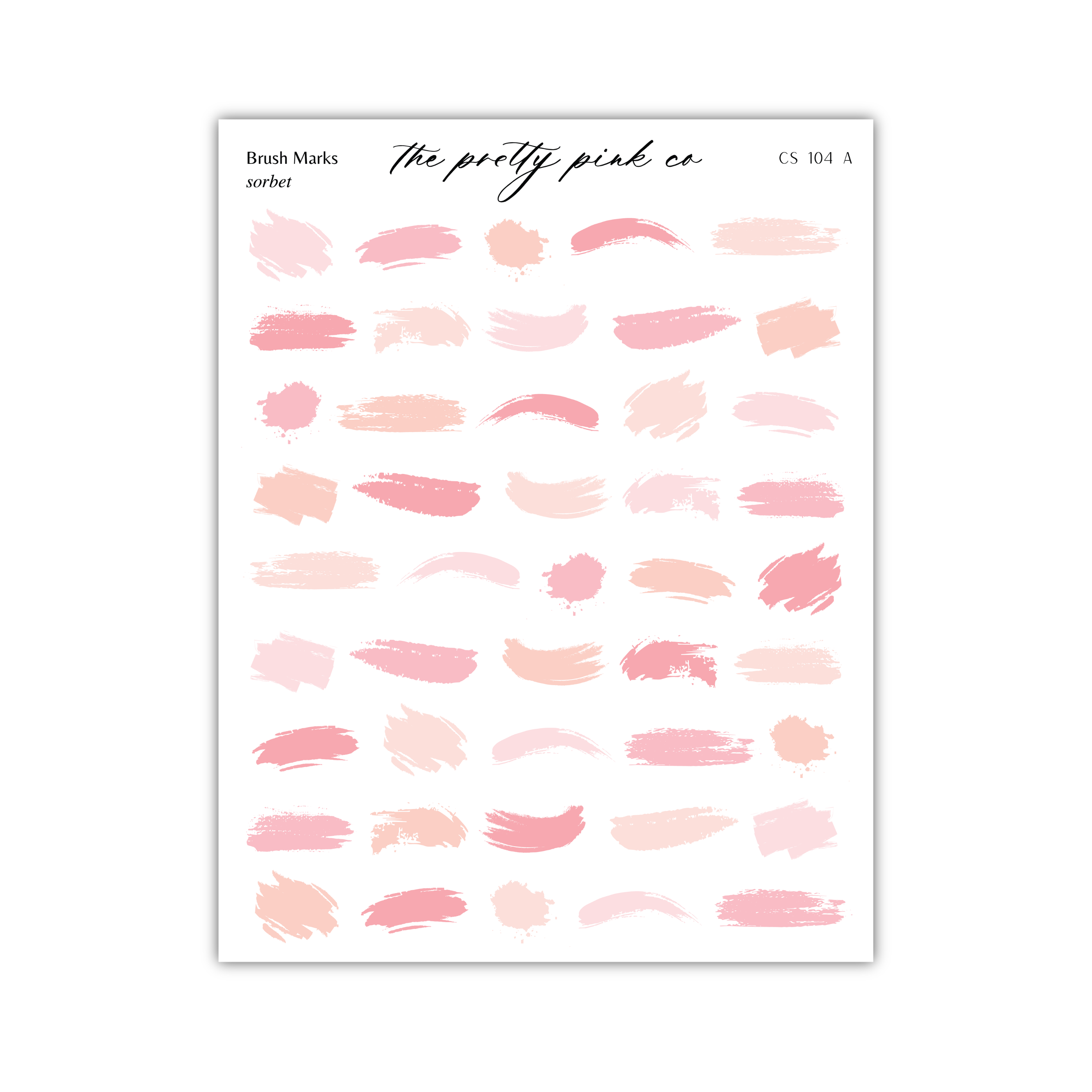 a collection of various brush strokes in different shades of pink, arranged in a grid-like pattern.