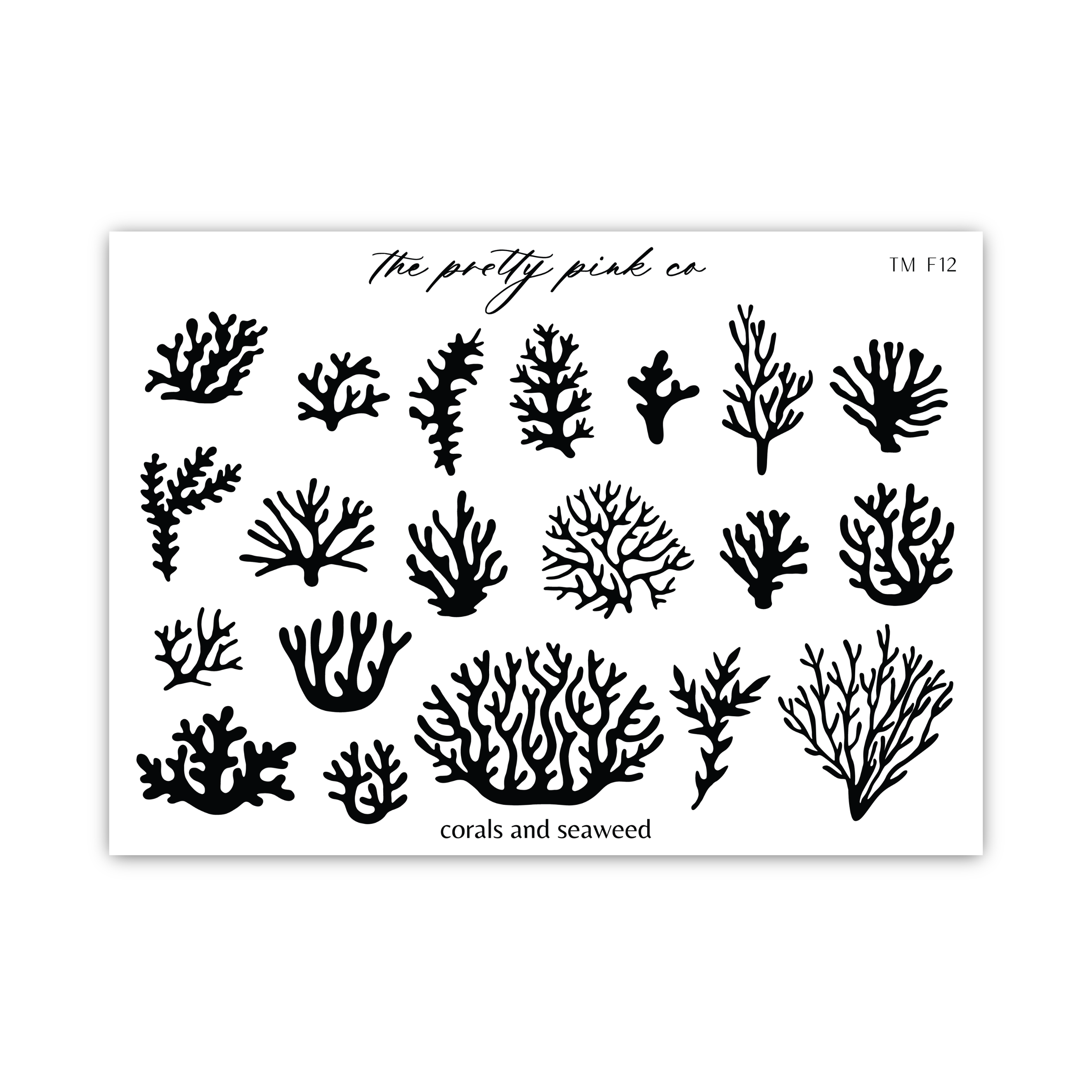 a black and white picture of corals and seaweed