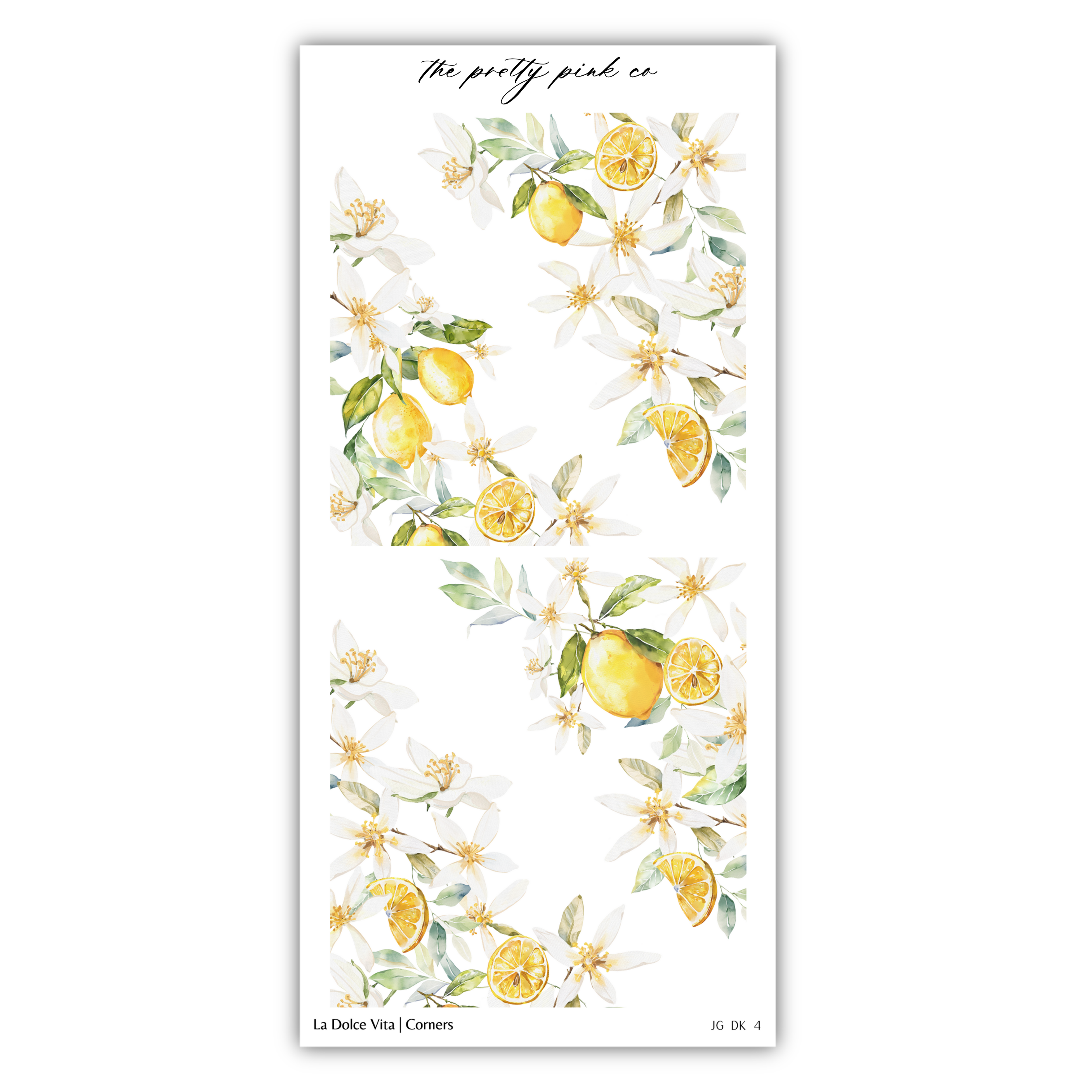a sticker with lemons and flowers on it