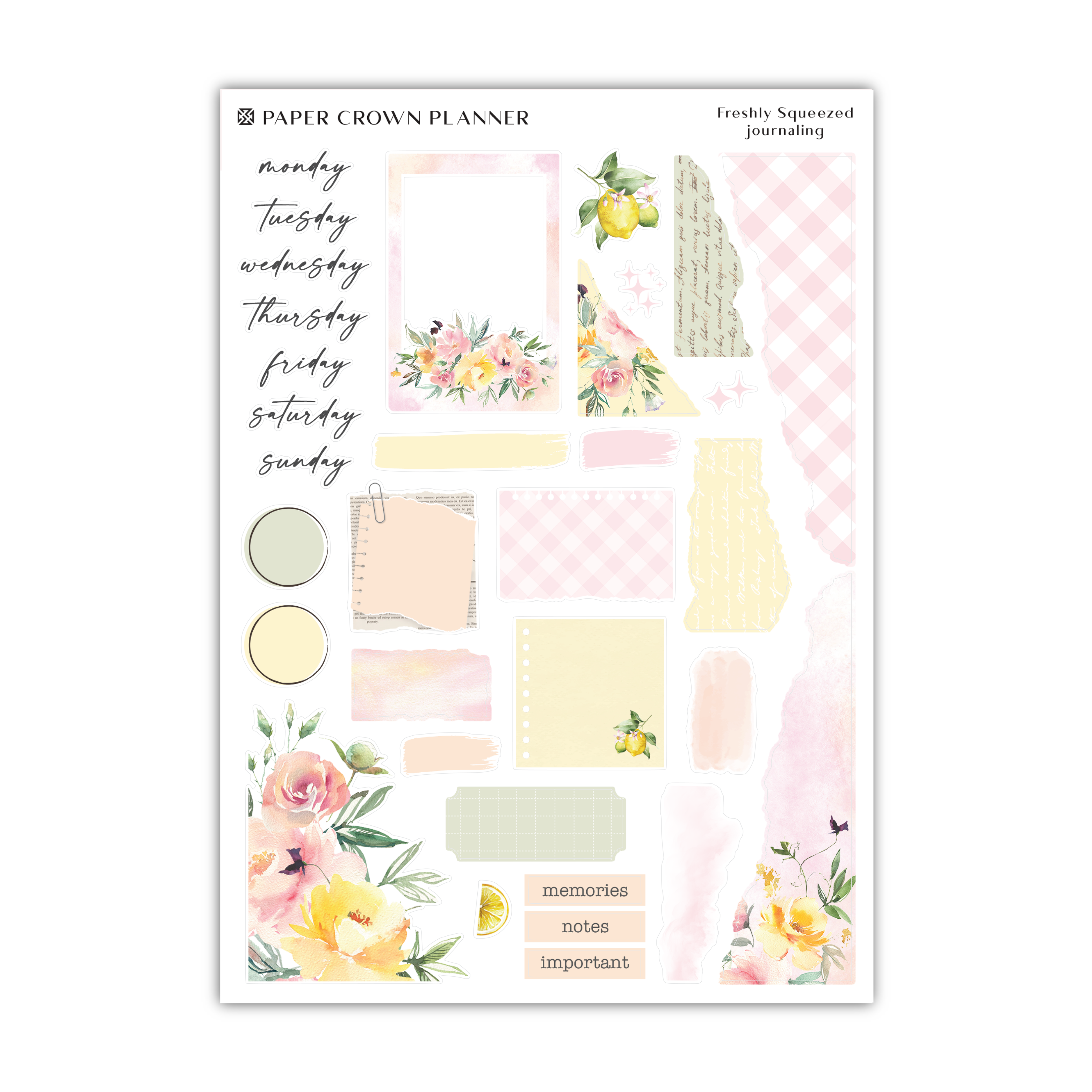 a paper crown planner sticker with flowers