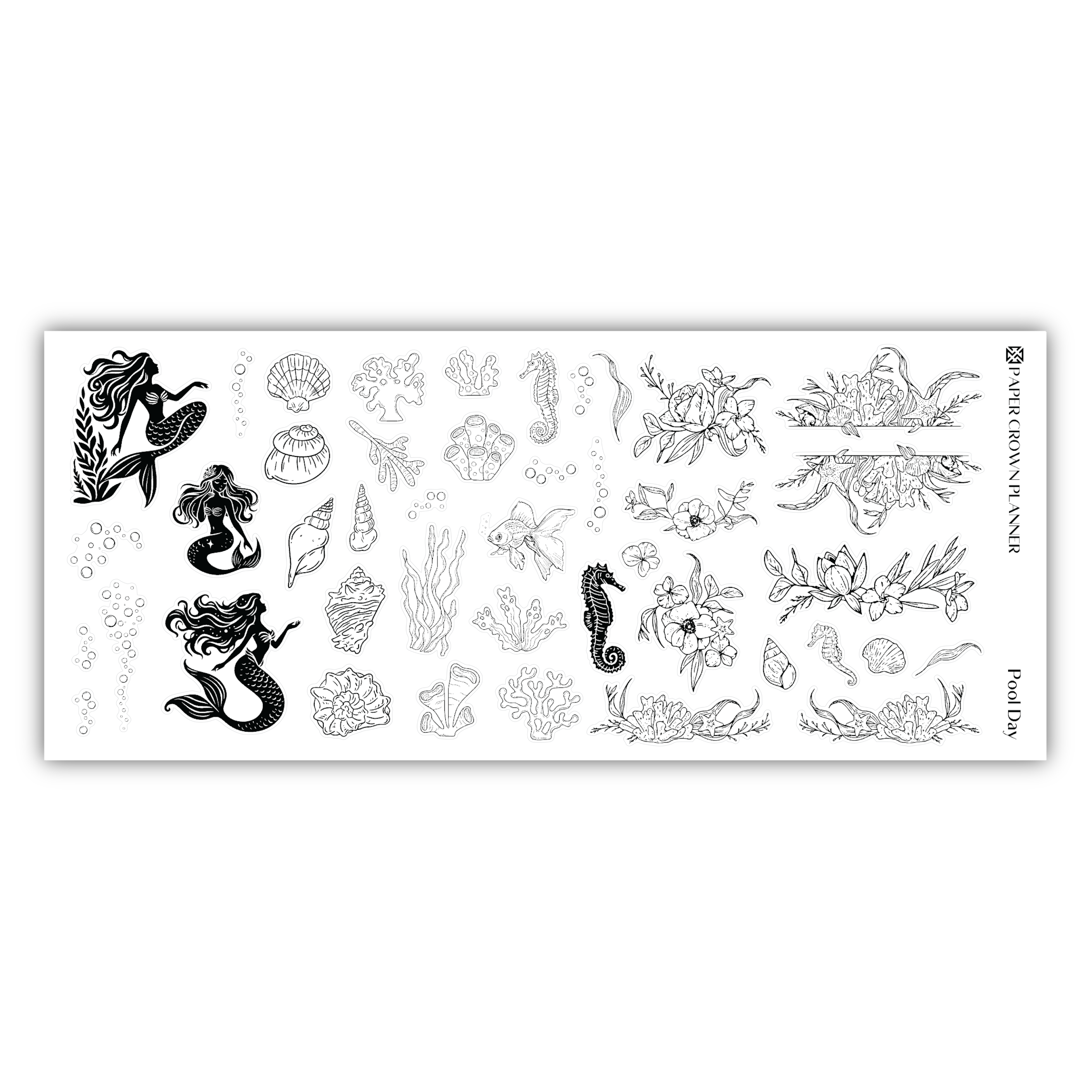 a sheet of black and white stickers on a white background