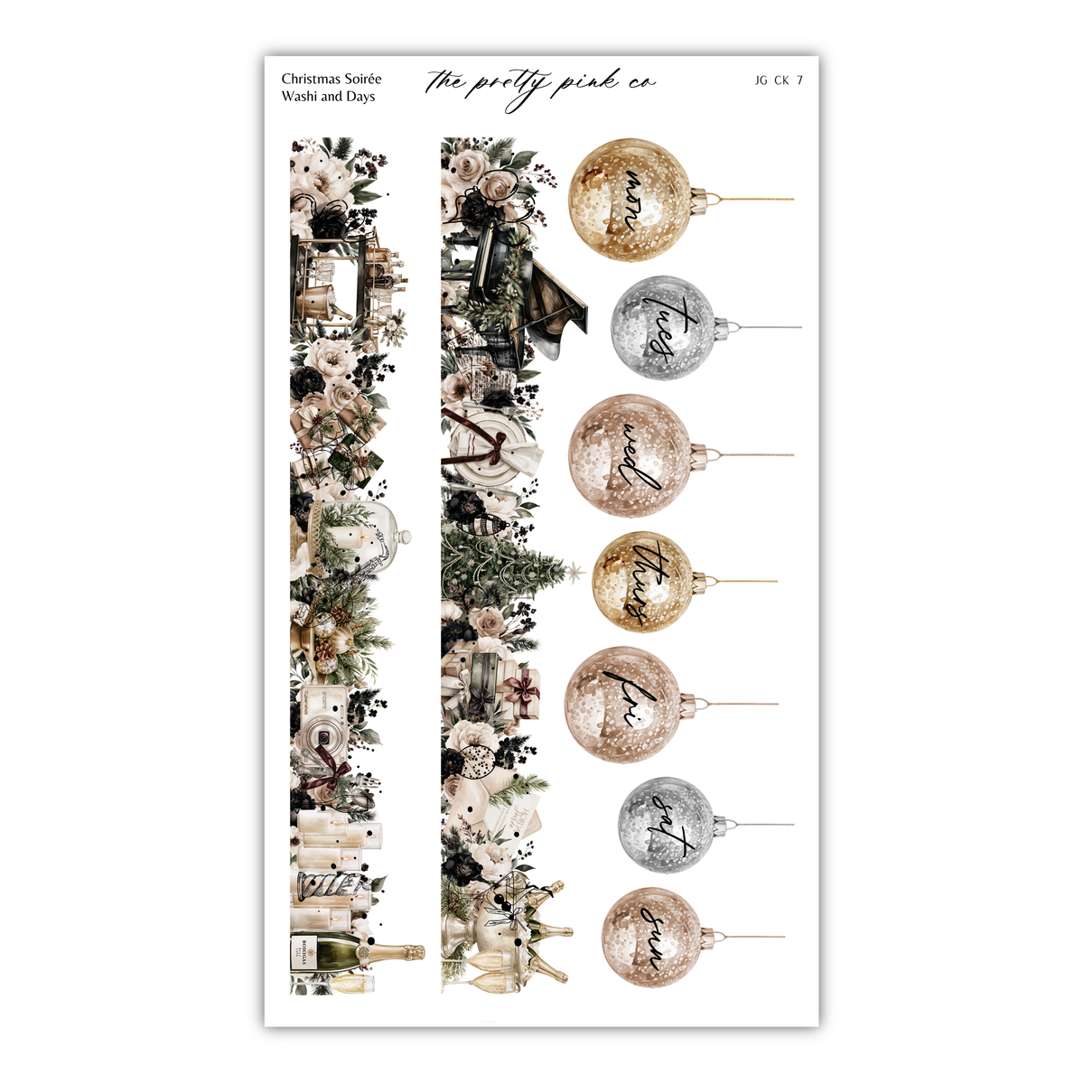 The image is a collage of various Christmas-themed items, including ornaments, decorations, and festive elements.