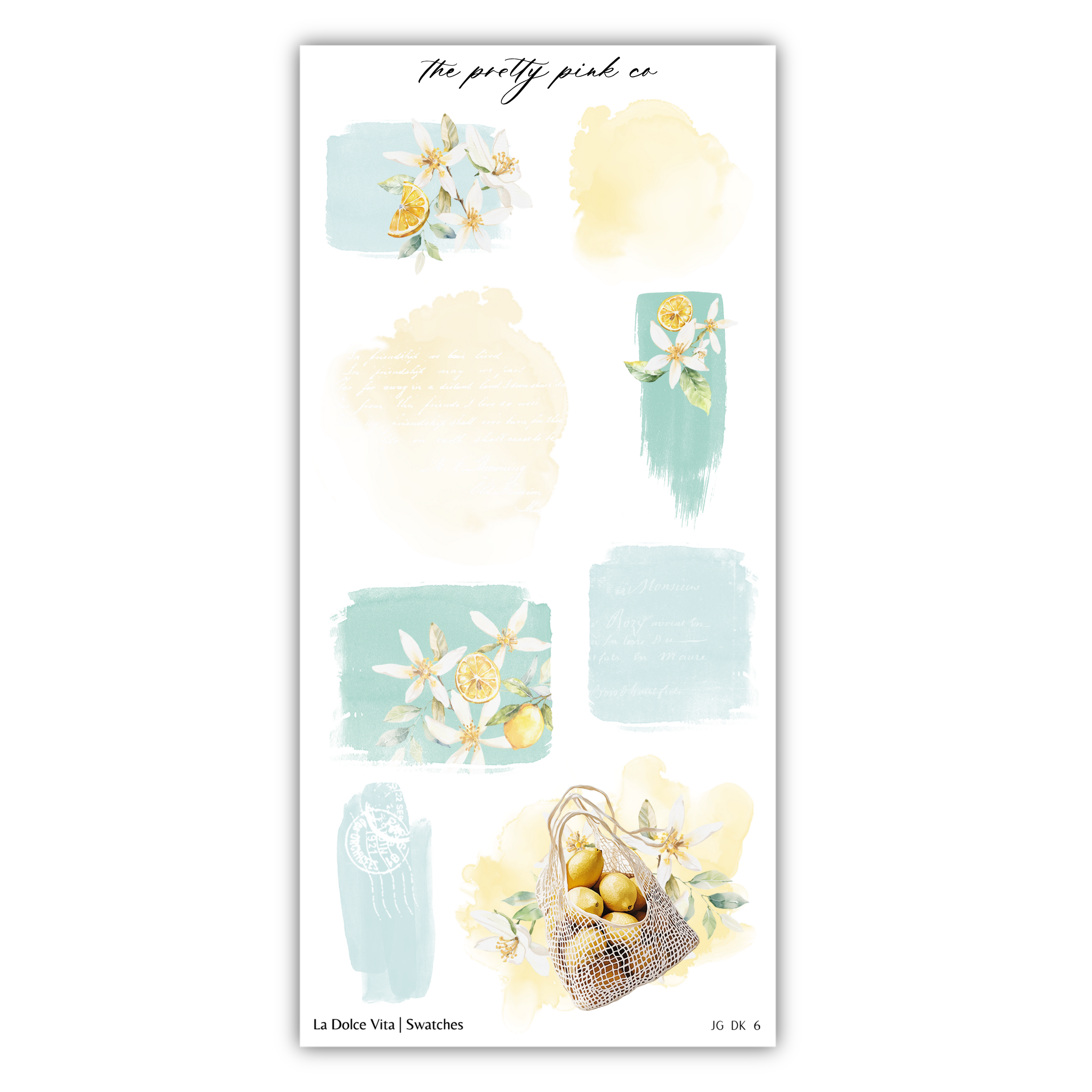 a sticker sheet with flowers and a basket