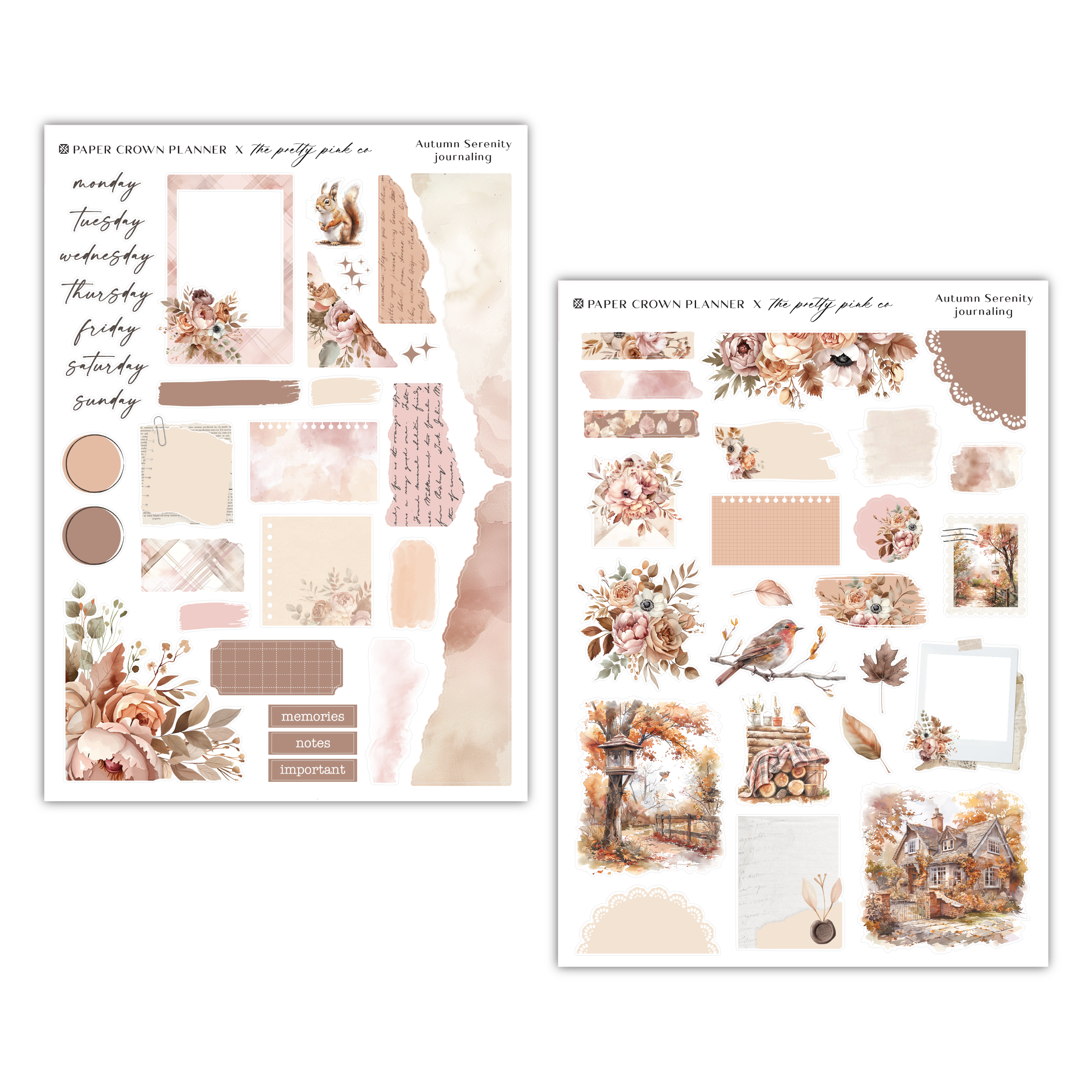 two sheets of stickers with flowers and leaves