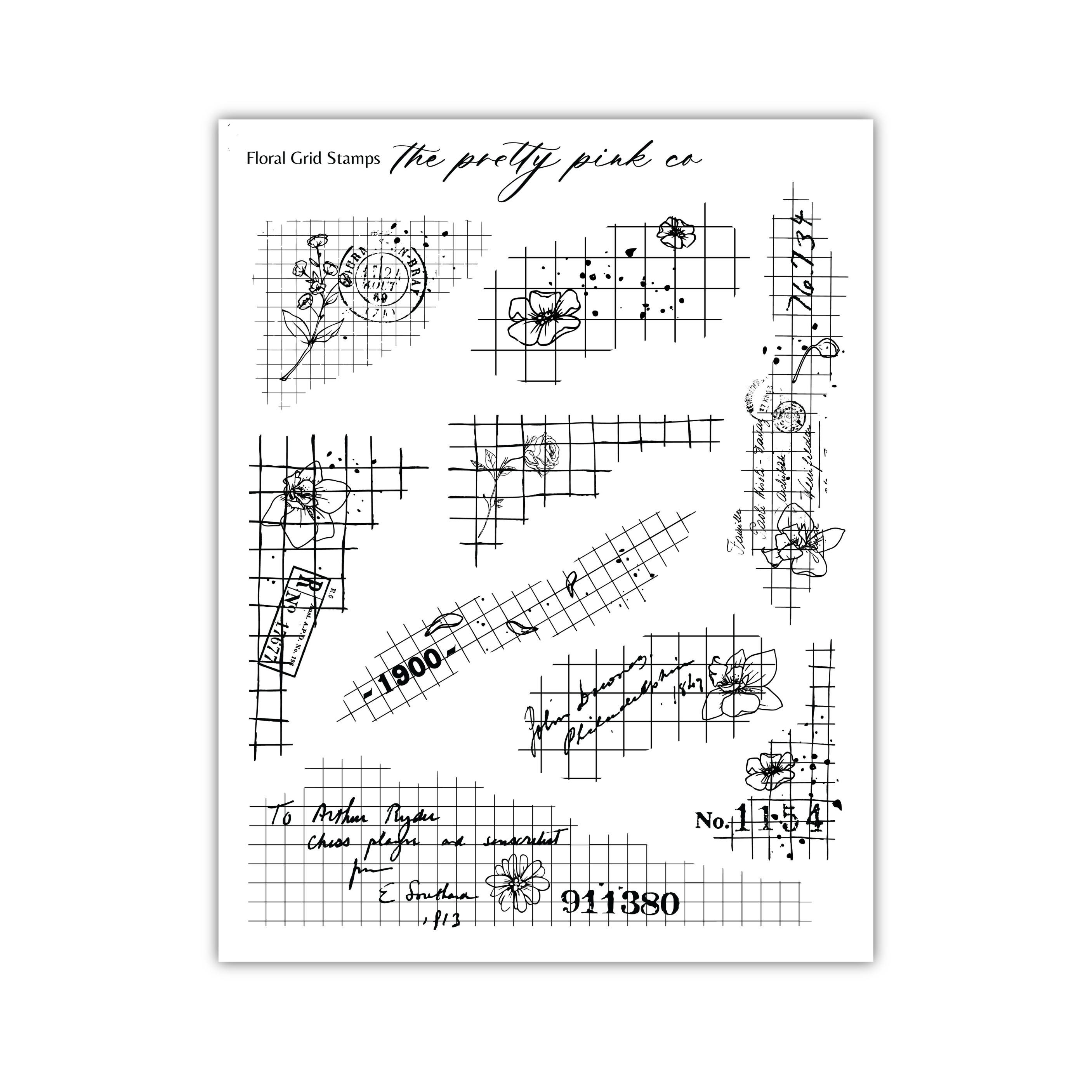 Floral Grid Stamps