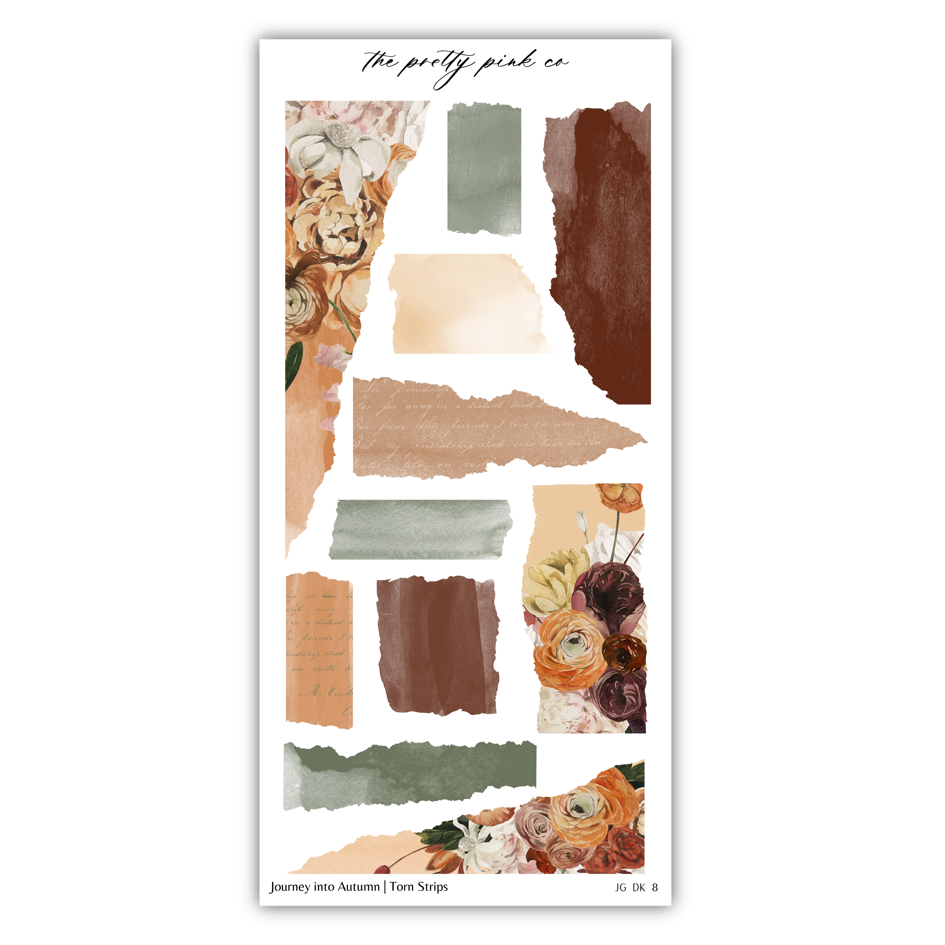 The image is a collage of various artistic elements, including torn paper strips, floral patterns, and abstract shapes, arranged in a visually appealing manner.