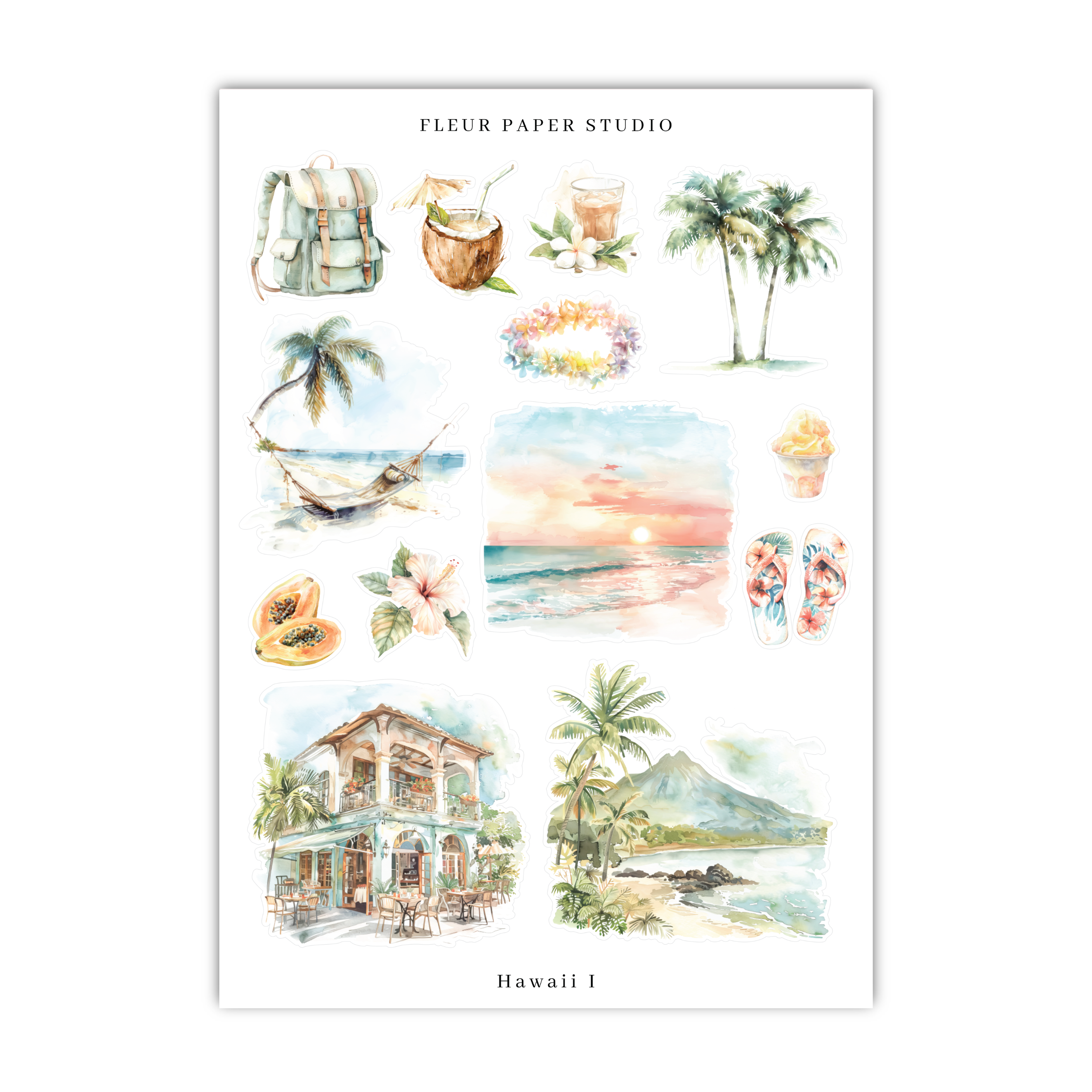 a poster of a beach scene with palm trees