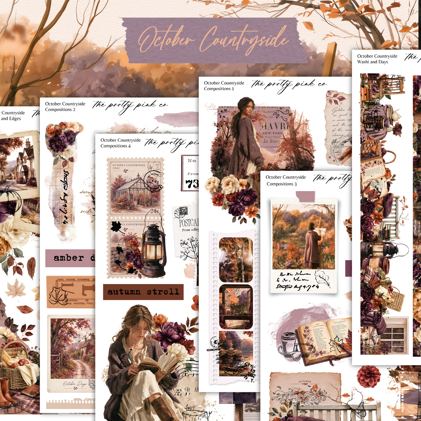 a collage of a woman sitting on a bench next to a tree