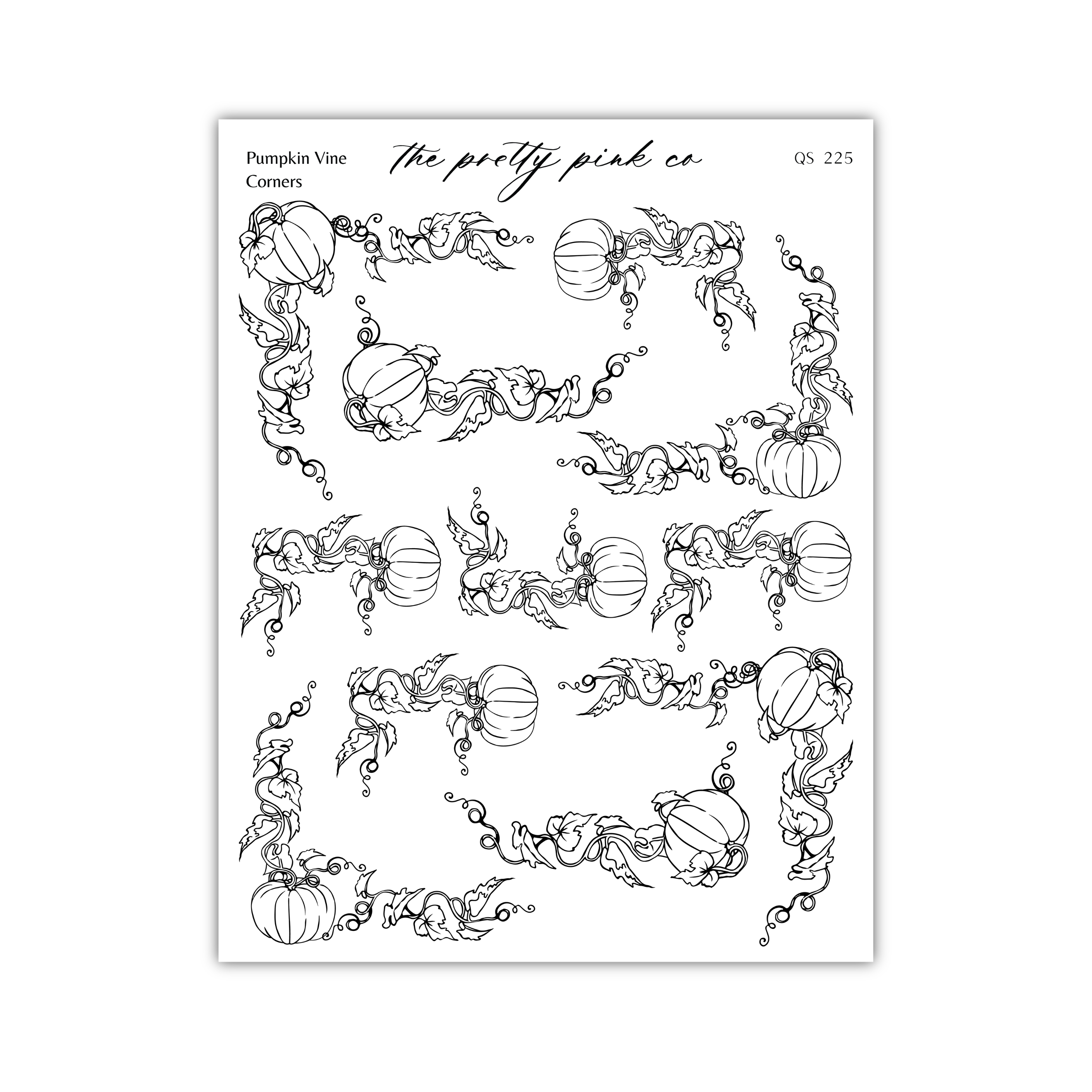 a collection of decorative patterns featuring pumpkins and leaves, arranged in a grid-like layout. The patterns are black and white, and they appear to be part of a larger design or collage.