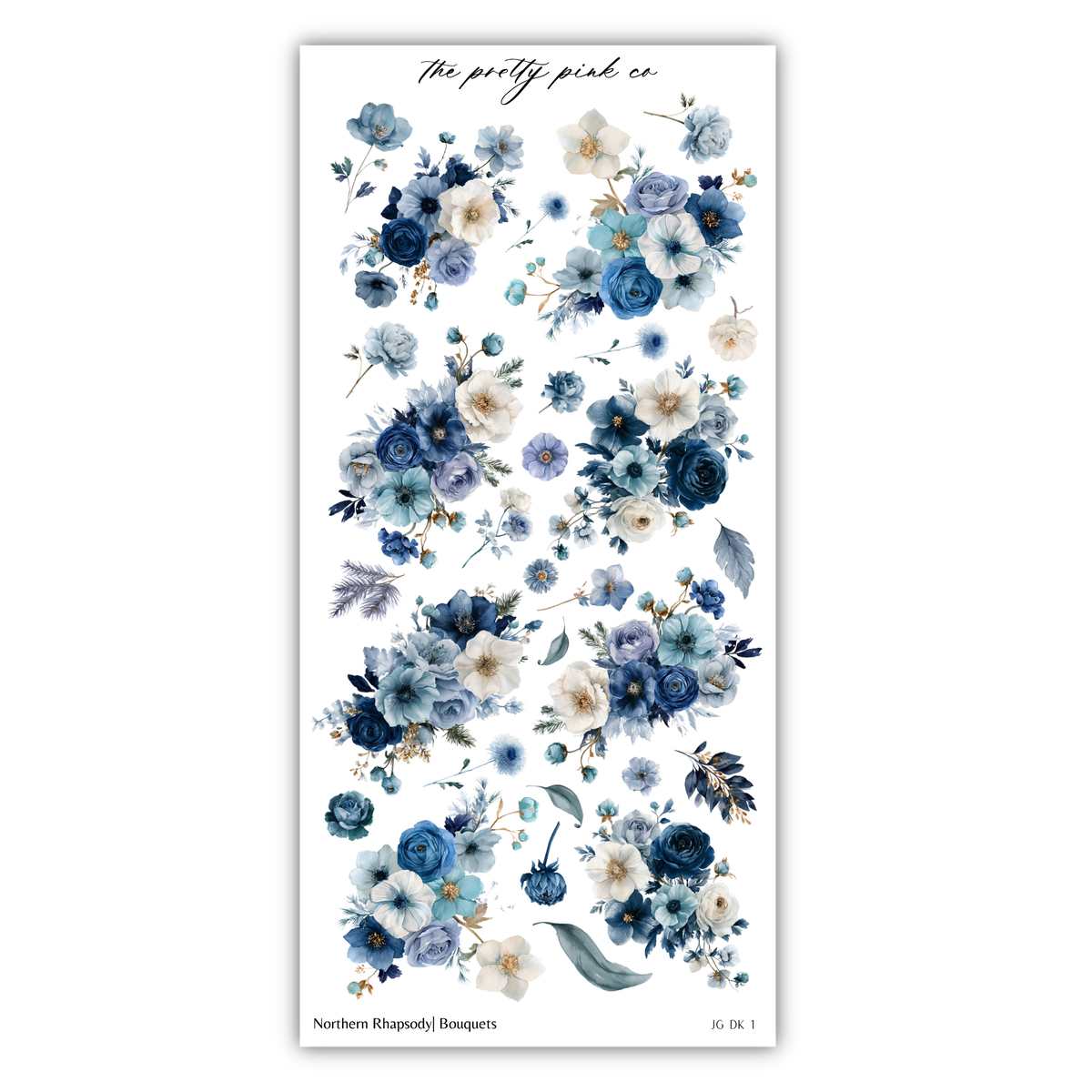 The image is a collage of various blue and white floral arrangements, including roses, lilies, and other flowers. The image does not contain any text, and the descriptions provided are not redundant and do not describe each individual element.