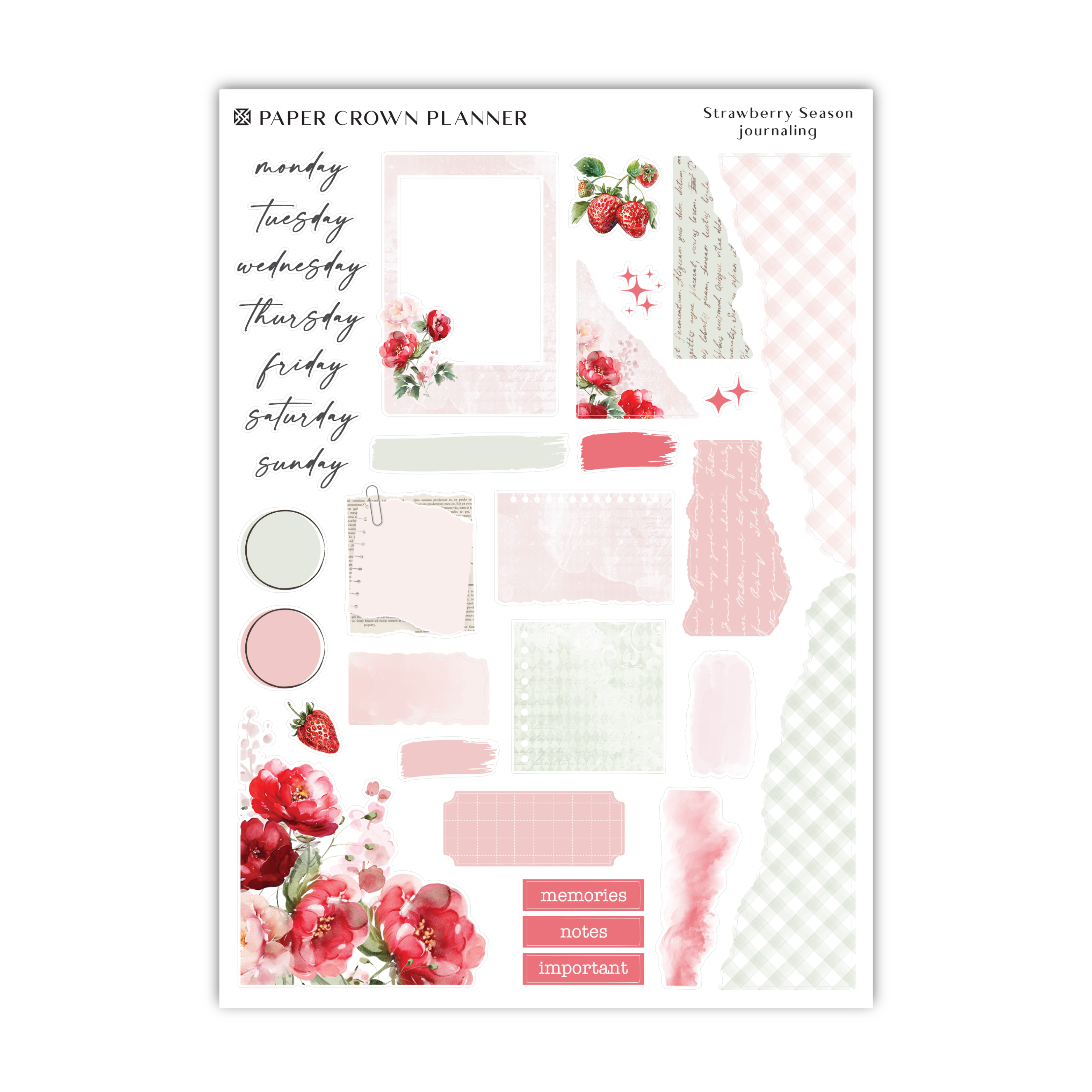 a paper crown planner with flowers and pinks