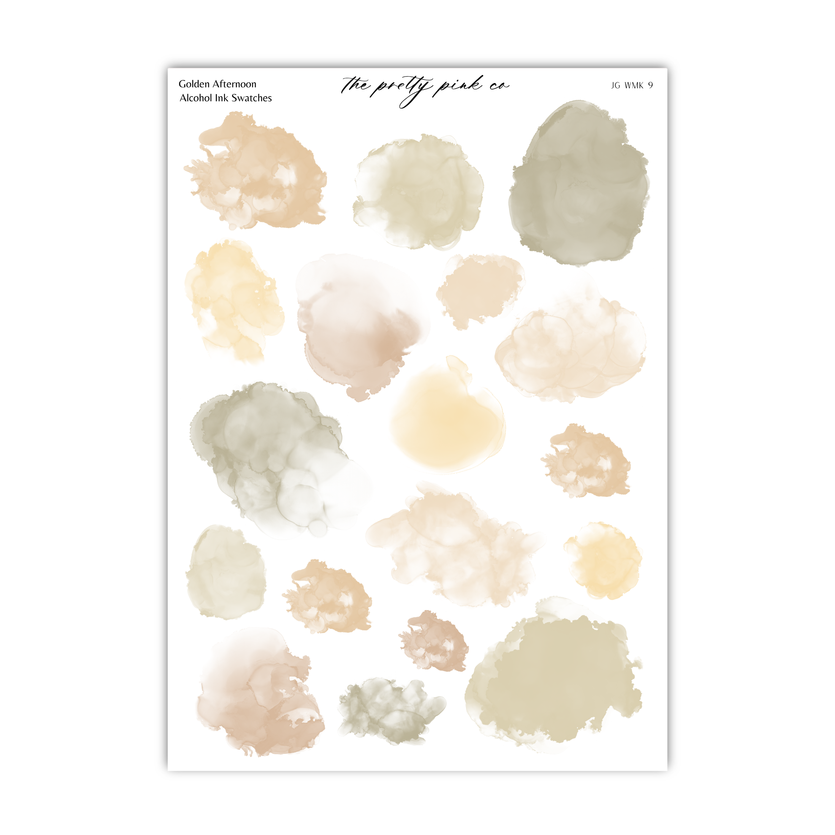 a collection of abstract watercolor brush strokes in various shades of brown, beige, and gray, arranged in a grid-like pattern.