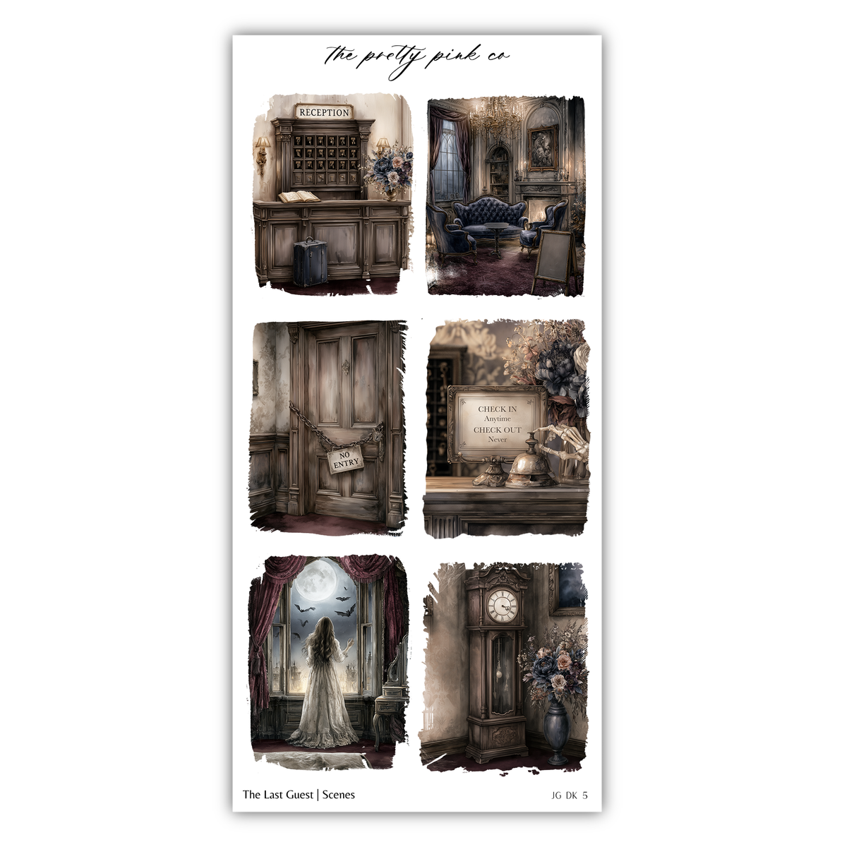 The image is a collage of six different scenes from the movie "The Last Guest", depicting various elements of the film's setting and atmosphere.