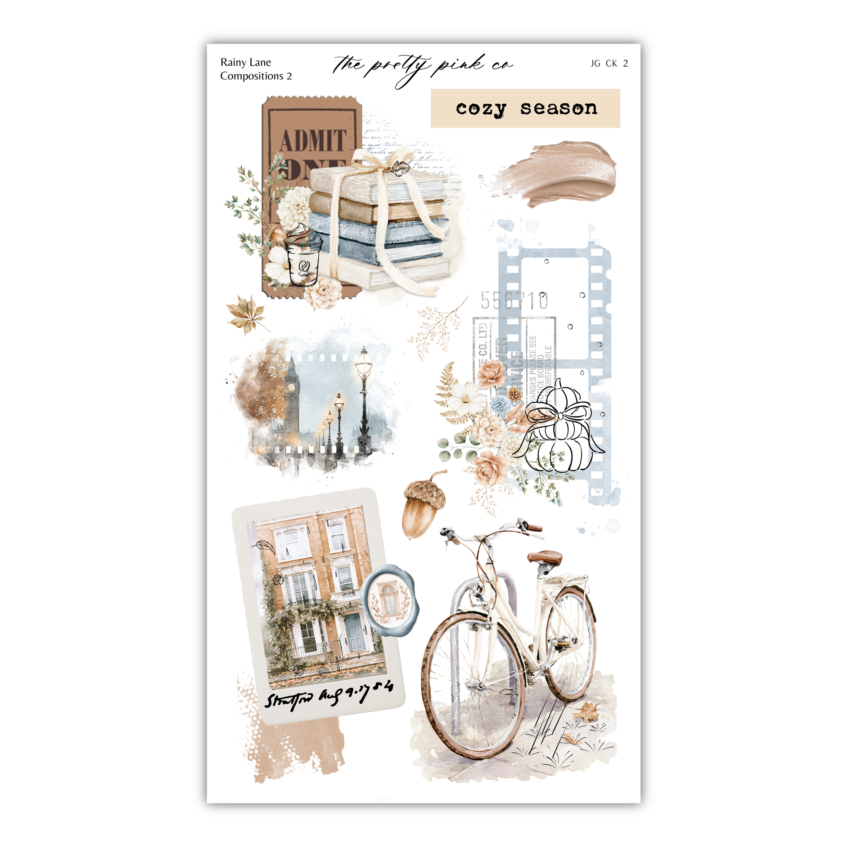 The image is a collage of various elements, including a bicycle, a ticket, flowers, and a building, all arranged in a visually appealing manner.