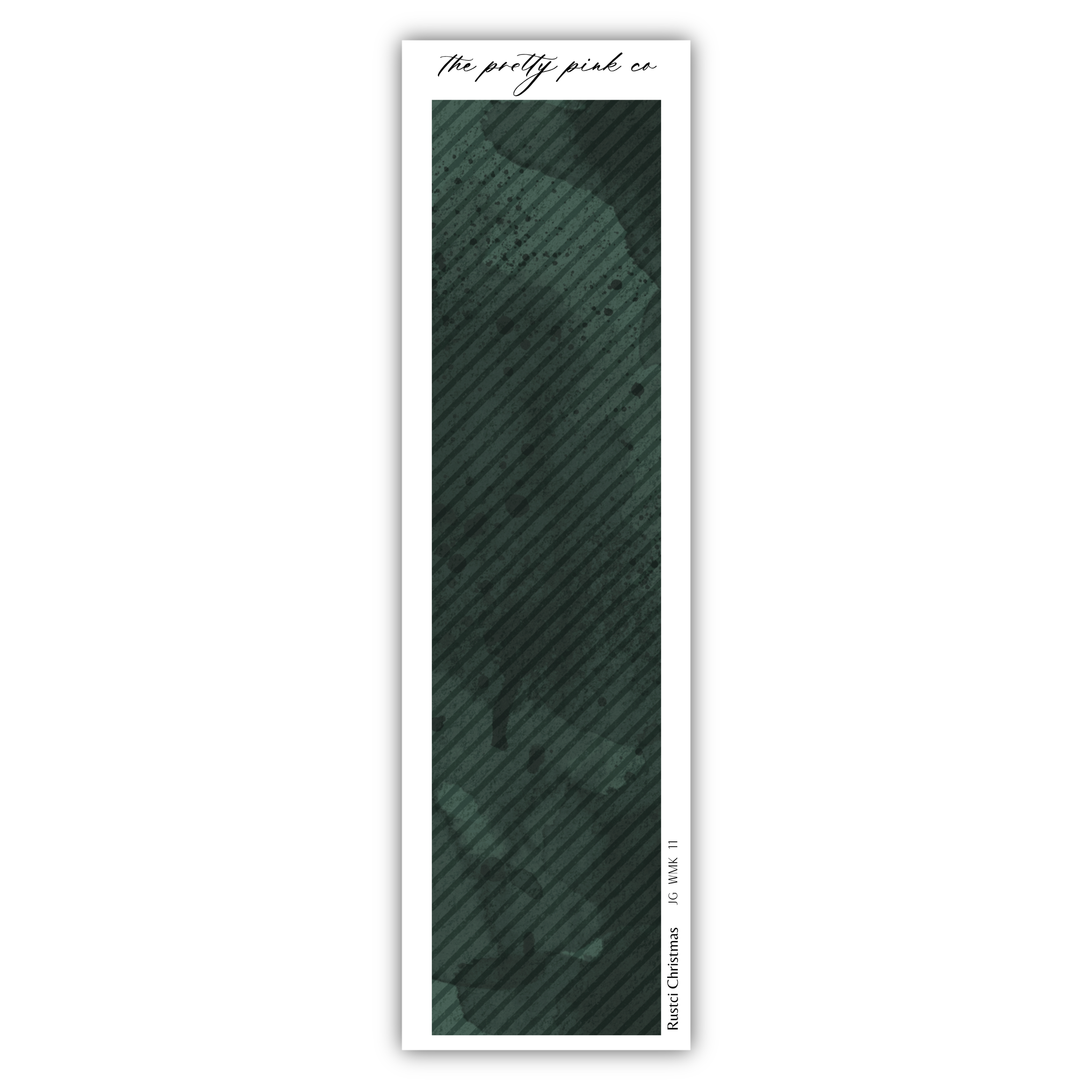 a green bookmark with a picture of a man's face