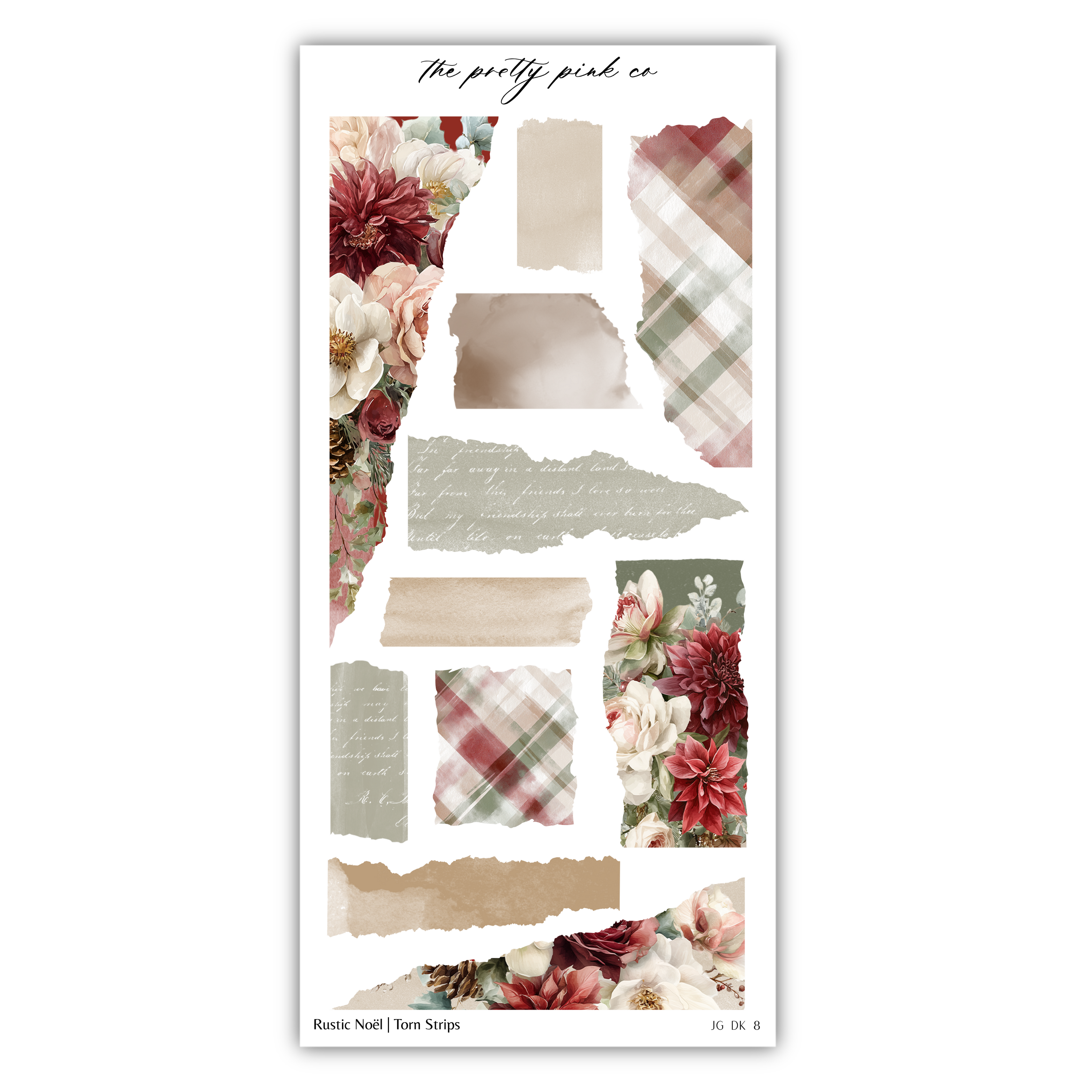 The image is a collage of various floral and text-based elements, including torn paper, flowers, and handwritten text.