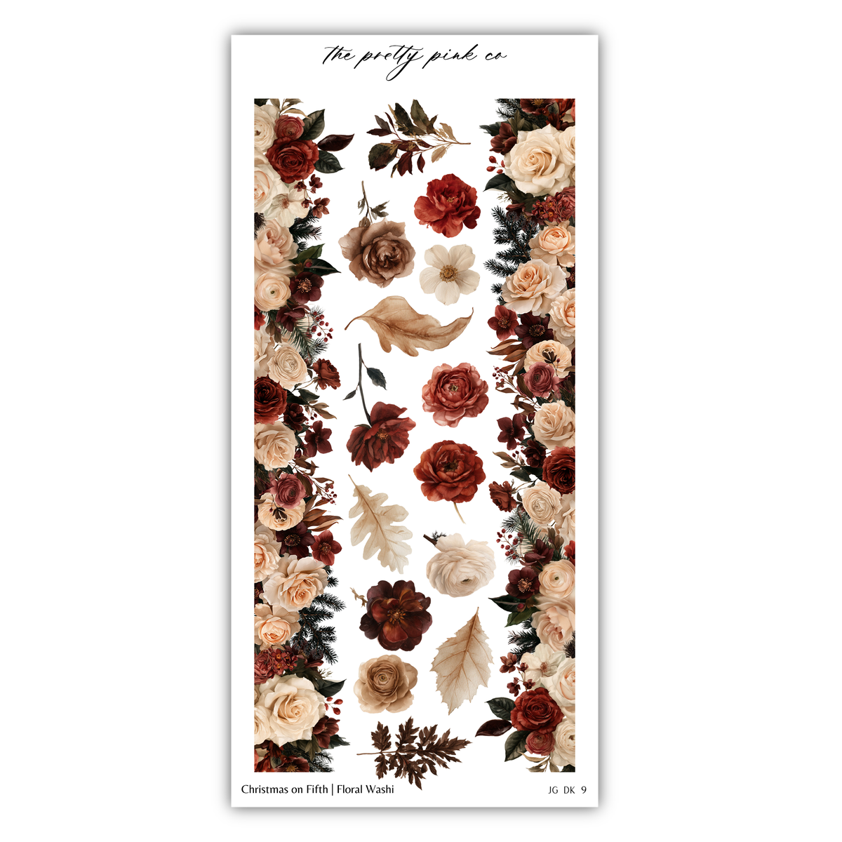The image is a collage of various floral elements, including roses, leaves, and branches, arranged in a decorative manner.
