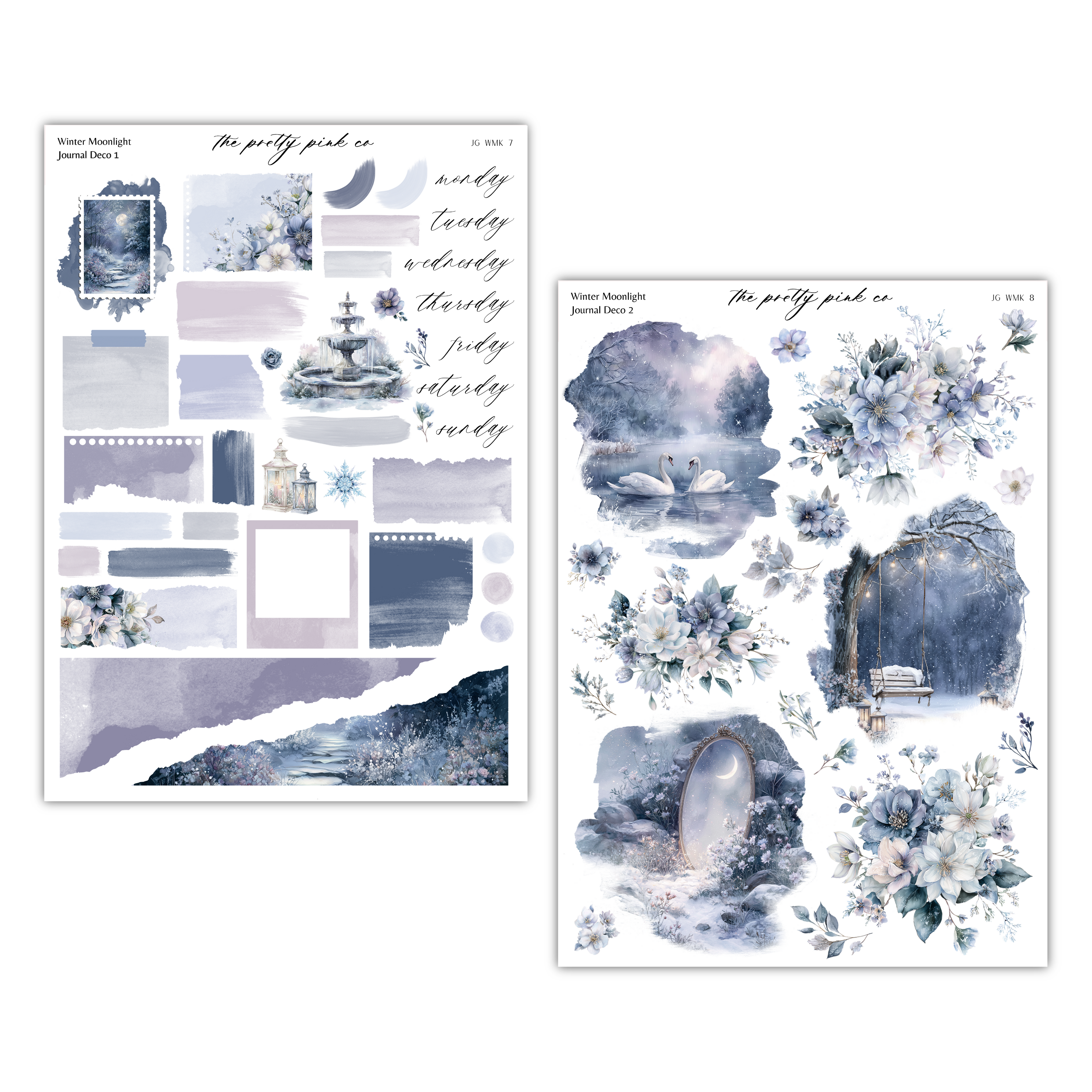 a collection of watercolor-style illustrations and elements, including flowers, landscapes, and abstract shapes, arranged in a visually appealing manner.