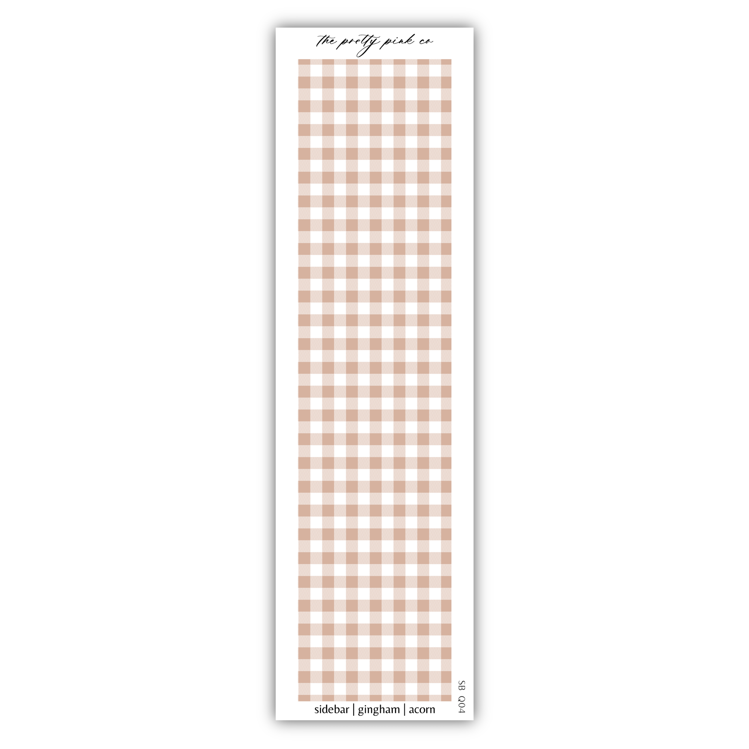 a brown and white checkered bookmark on a white background