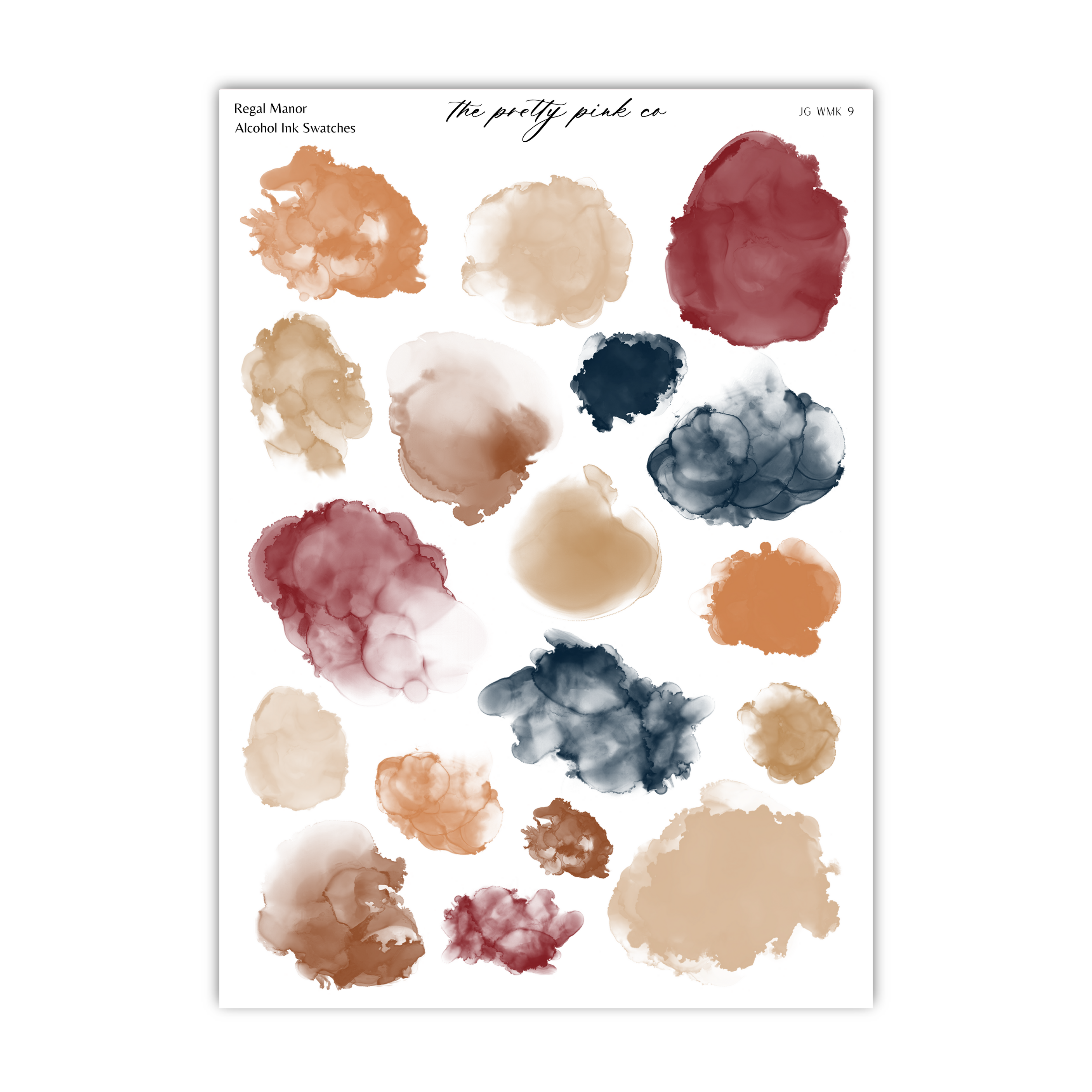 a collection of abstract watercolor brush strokes in various colors and textures, including shades of red, orange, brown, and blue.