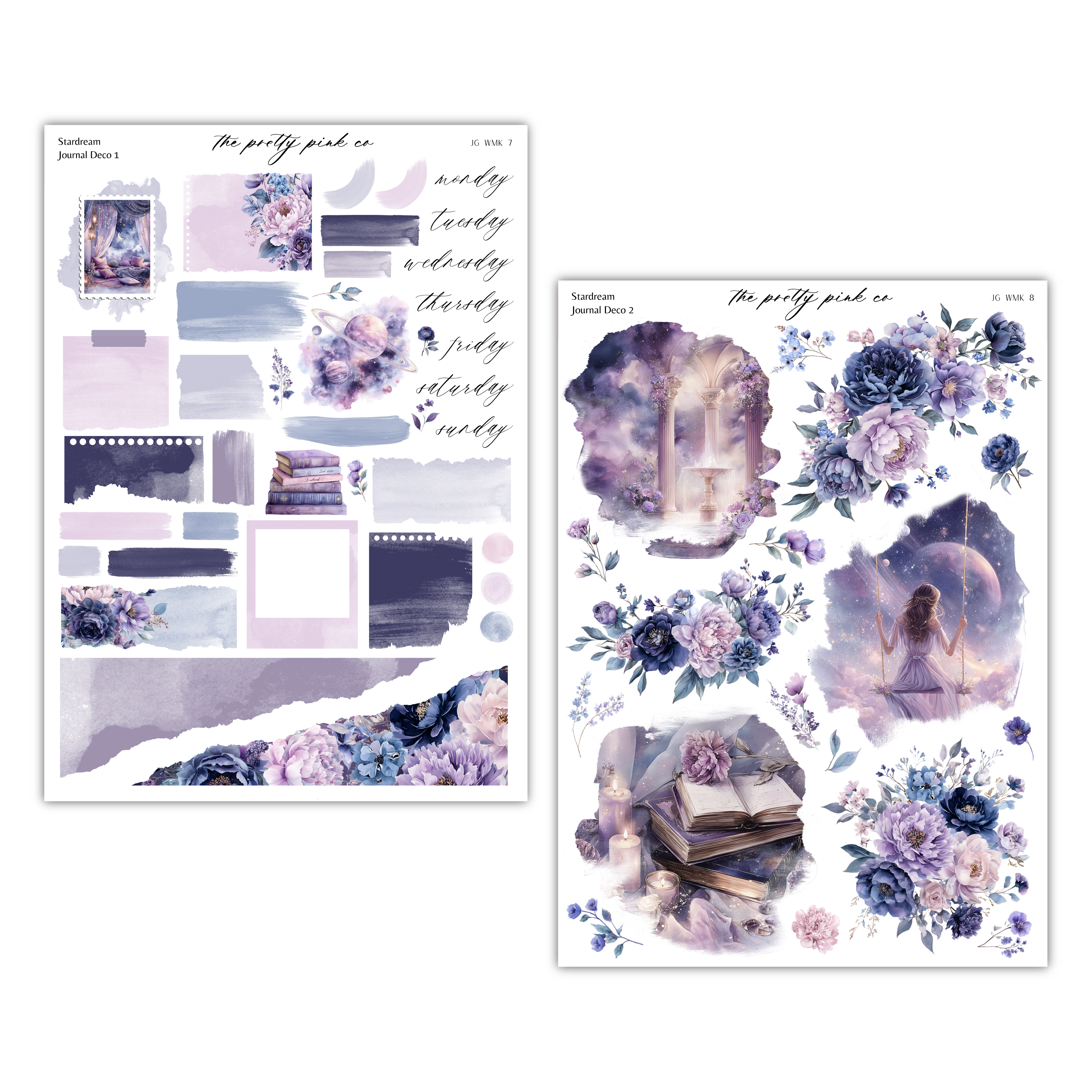 a variety of floral and nature-inspired elements, including flowers, leaves, and other natural elements, arranged in a visually appealing manner. The overall composition suggests a focus on the beauty and tranquility of nature, with a harmonious color palette of purple, blue, and white. The image does not contain any text or specific actions, and the content appears to be a collage or a collection of images that together create a cohesive and visually pleasing composition.