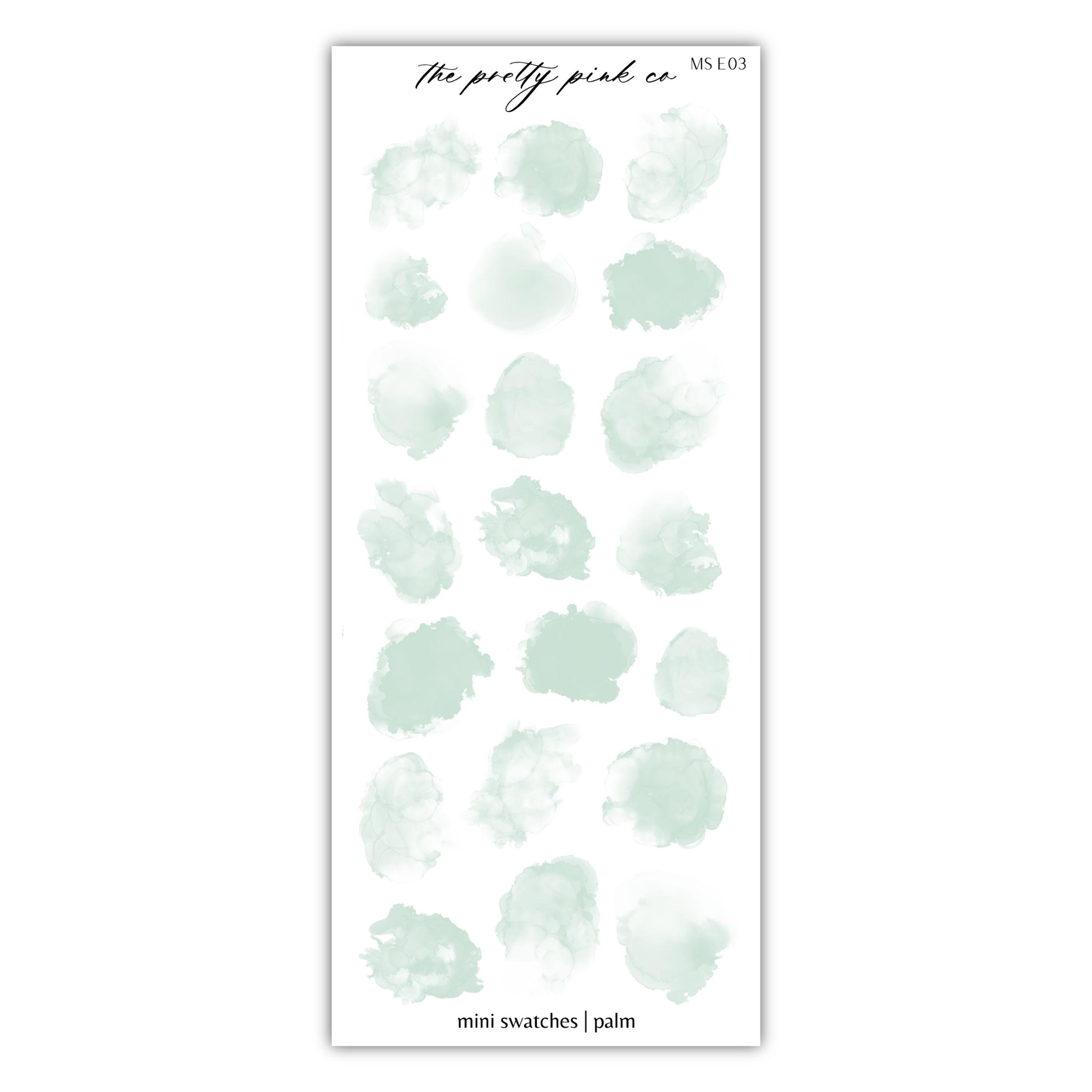 a sticker of mint green paint on a white background
