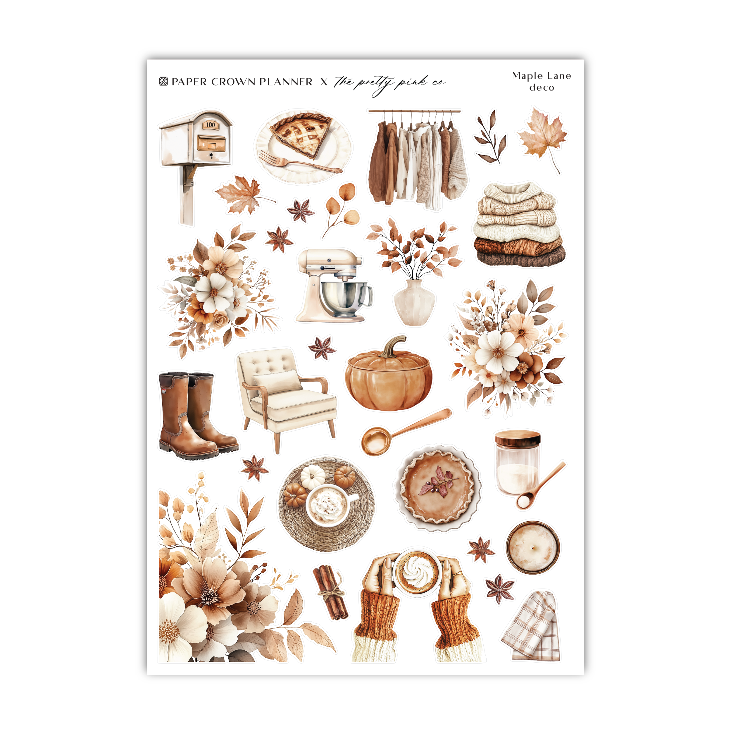 a sticker sheet with a variety of autumn items