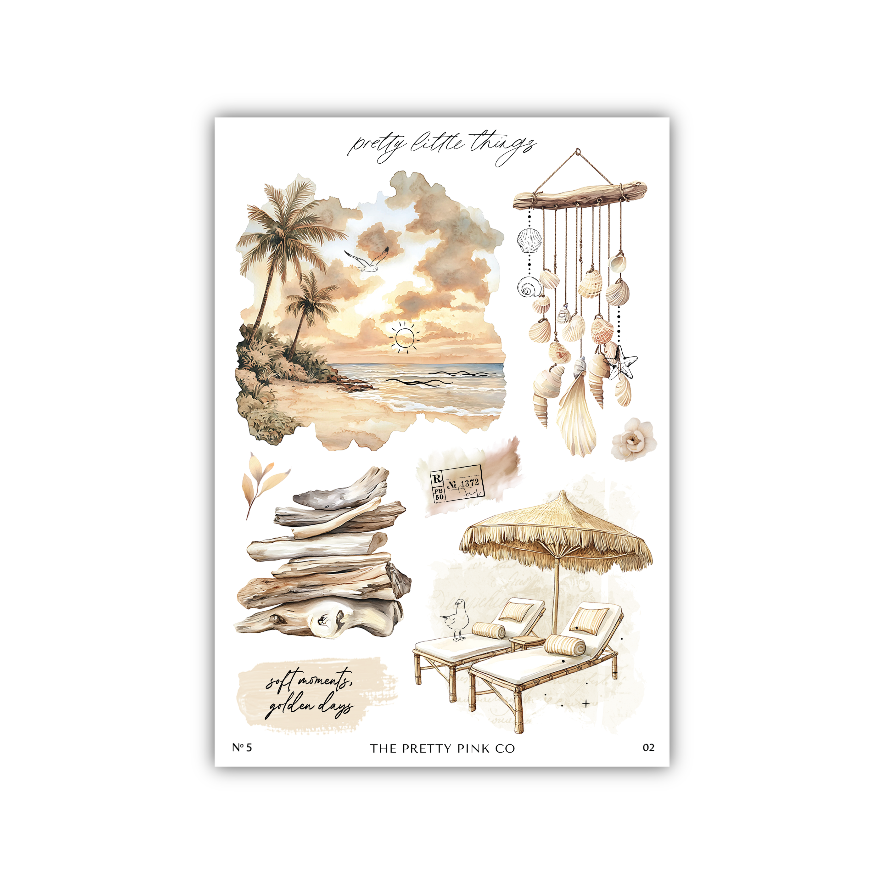 a watercolor painting of a beach scene