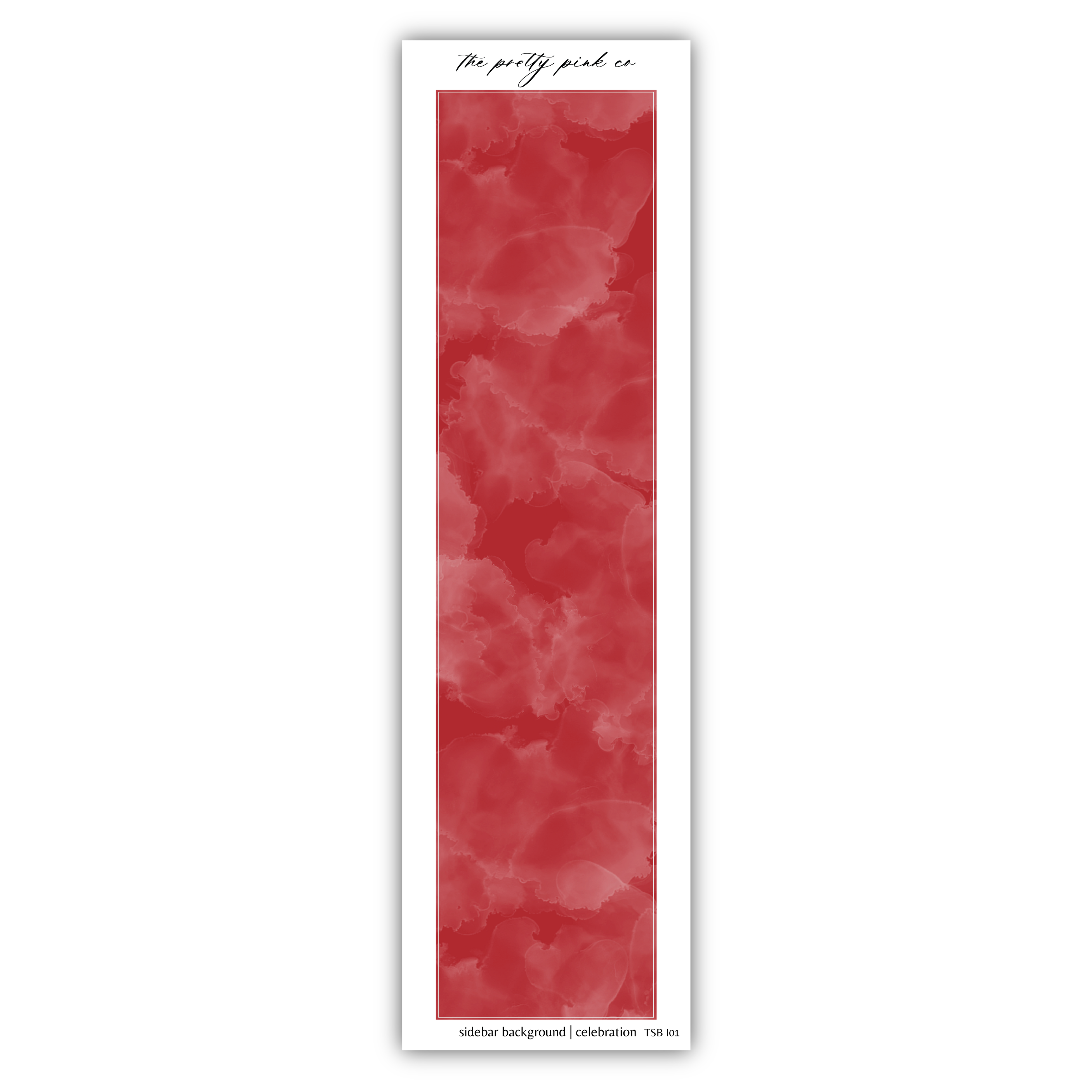 a red bookmark with a white border