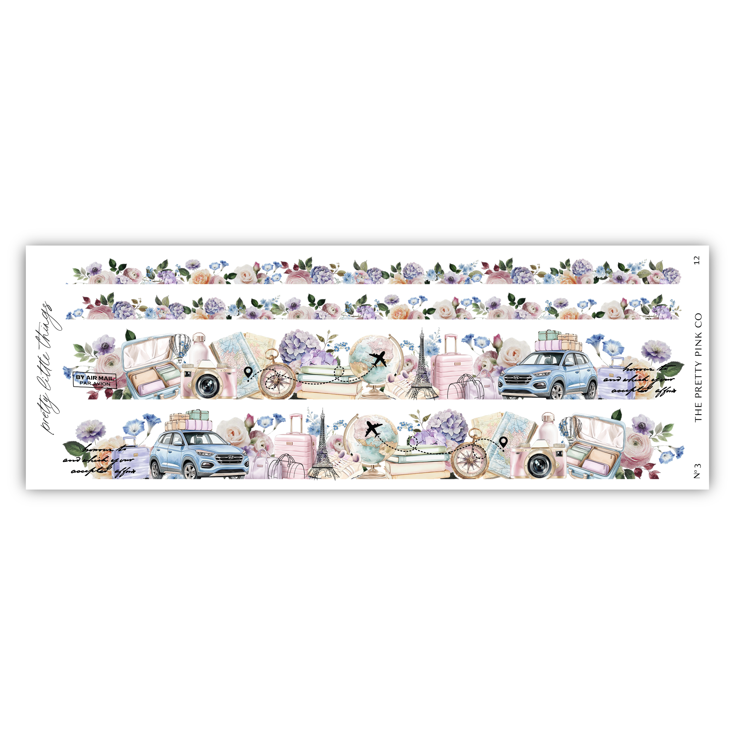 a wallpaper border with cars and flowers