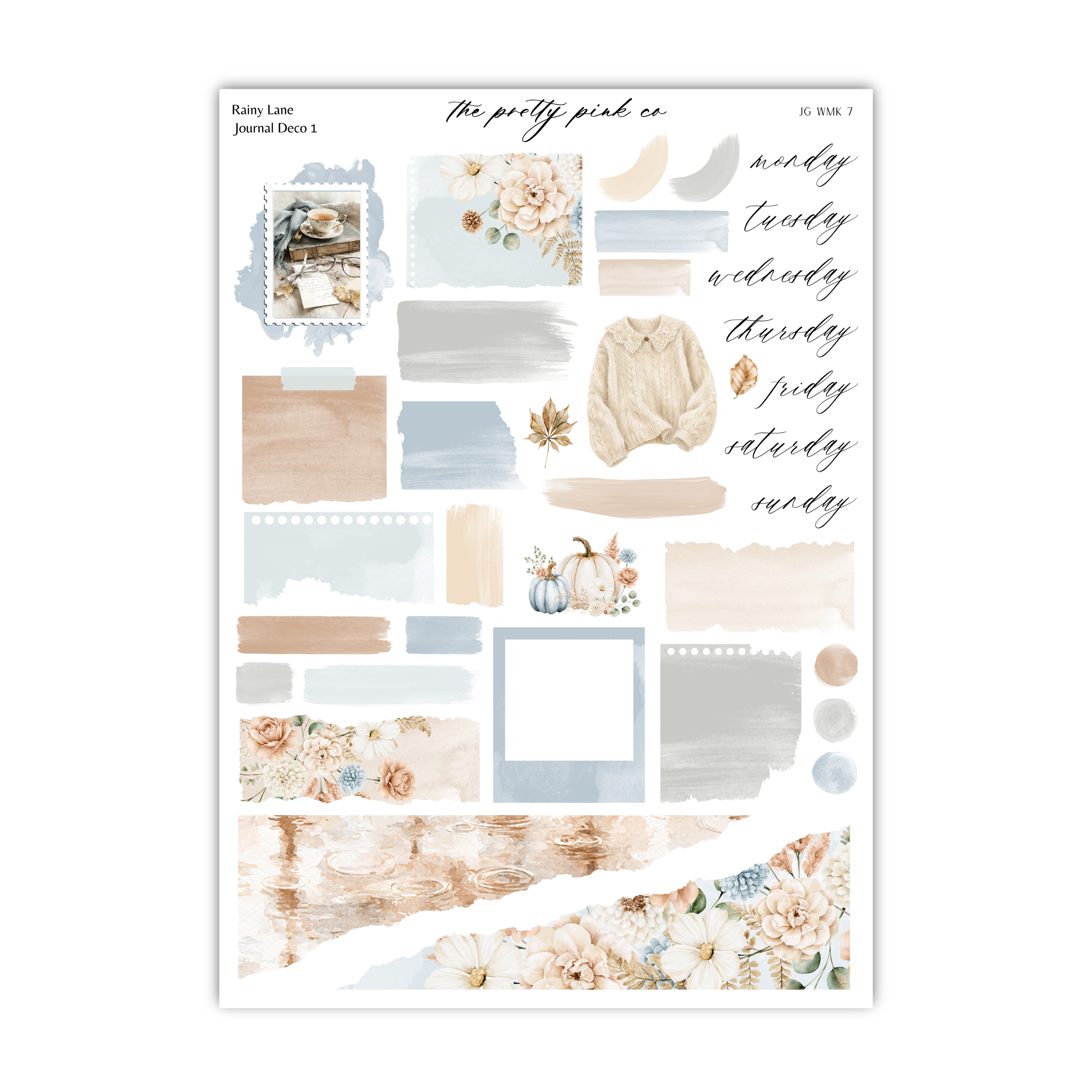 various elements related to a "Journal Deco" theme, including a floral design, a sweater, and a pumpkin. The text in the image is not clear enough to transcribe accurately without speculation.