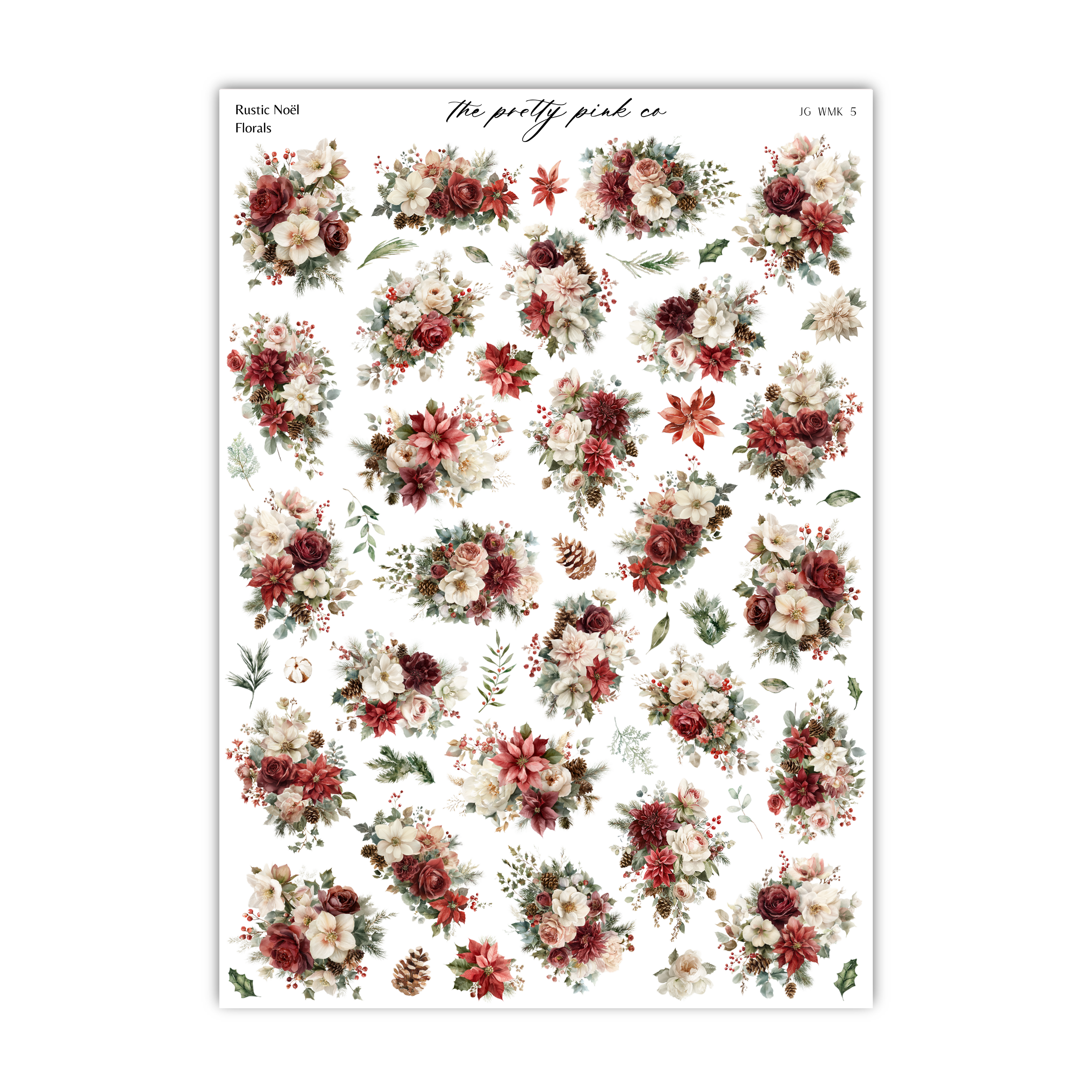 a collage of various floral arrangements, including roses, poinsettias, and other seasonal flowers. The arrangement consists of multiple bouquets and clusters of flowers, creating a visually appealing and diverse display.