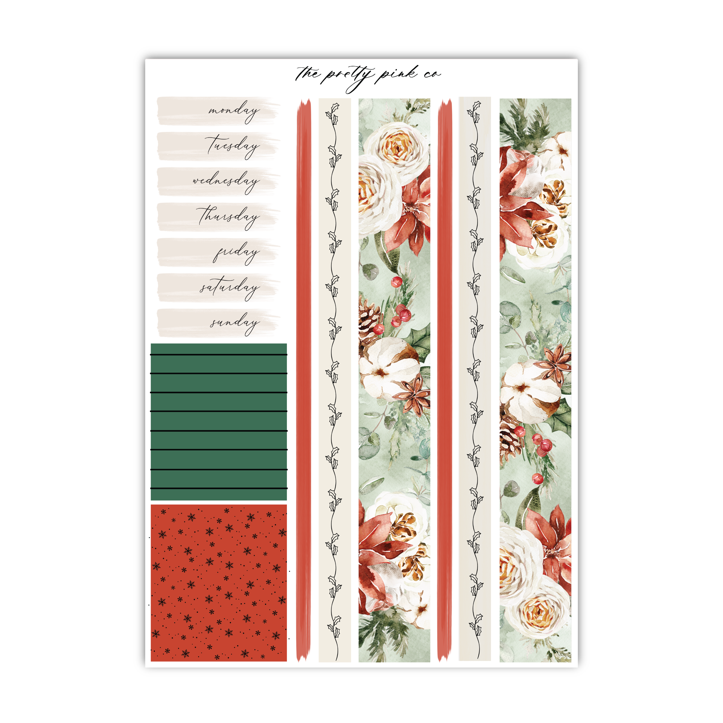 a planner sticker with flowers and stripes