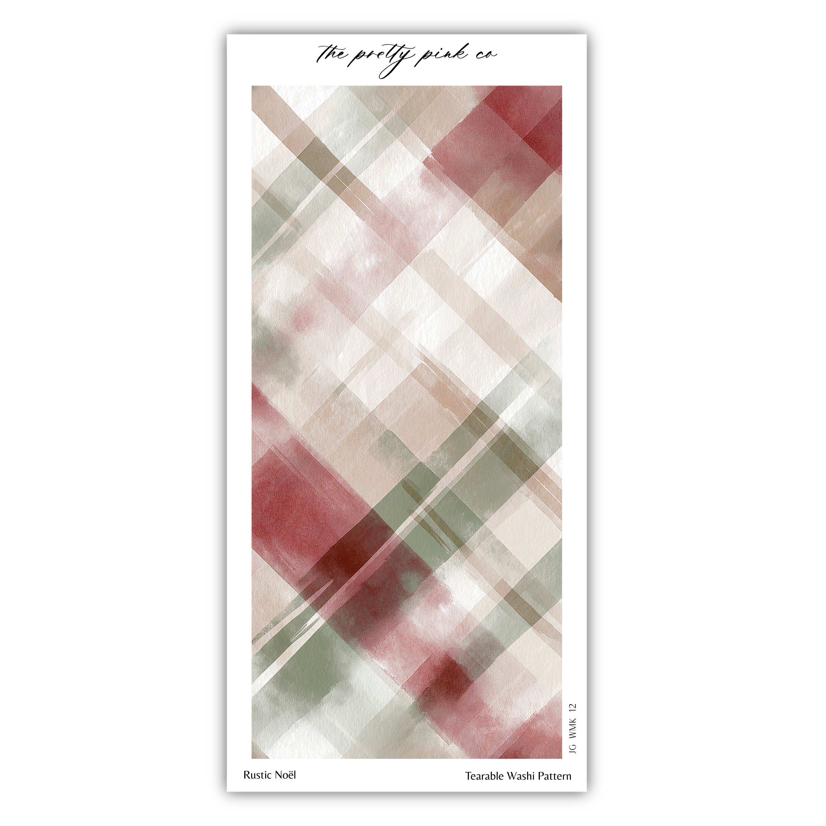 The image is a collage of abstract geometric patterns in various shades of pink, green, and brown.