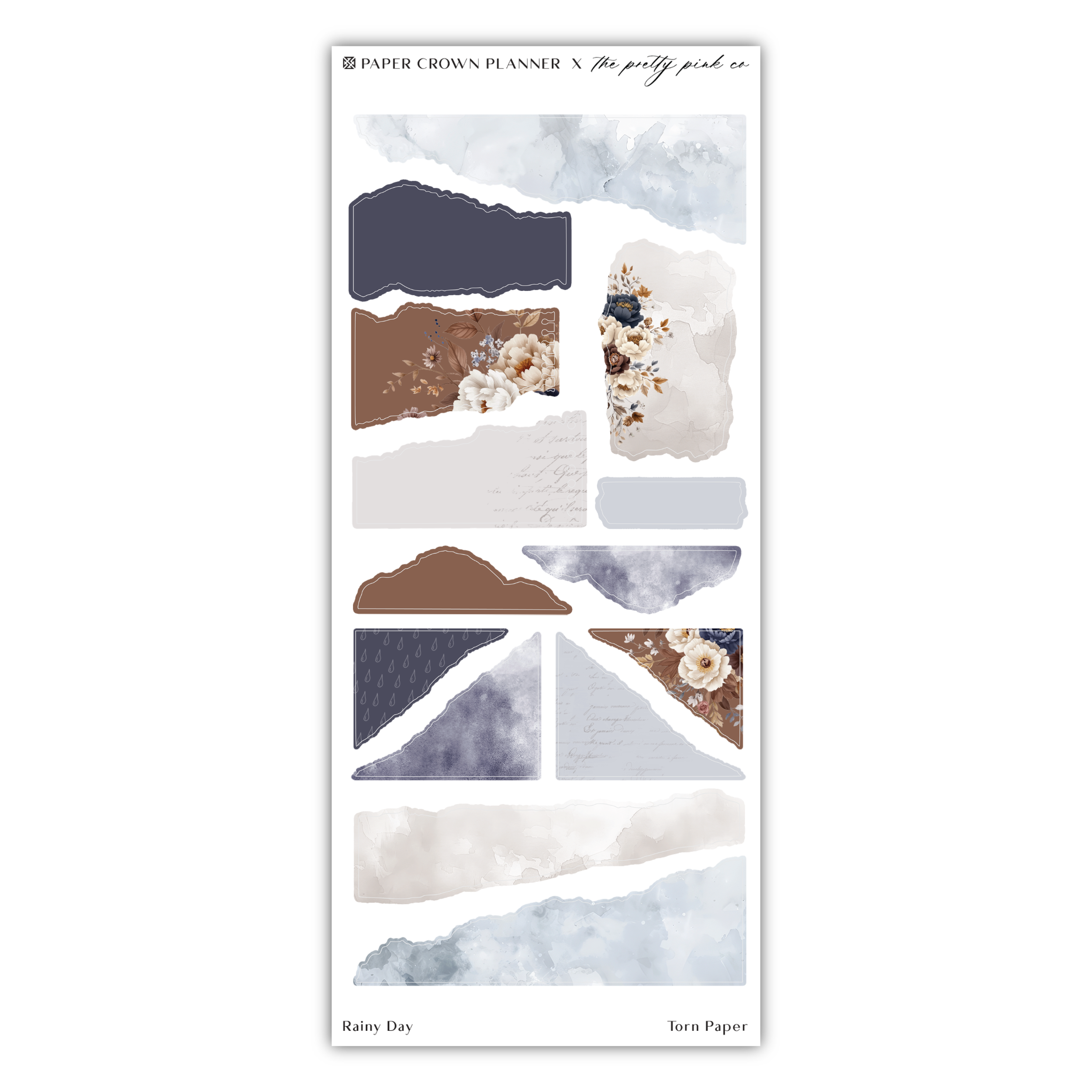 a sticker sheet with different shades of blue and brown