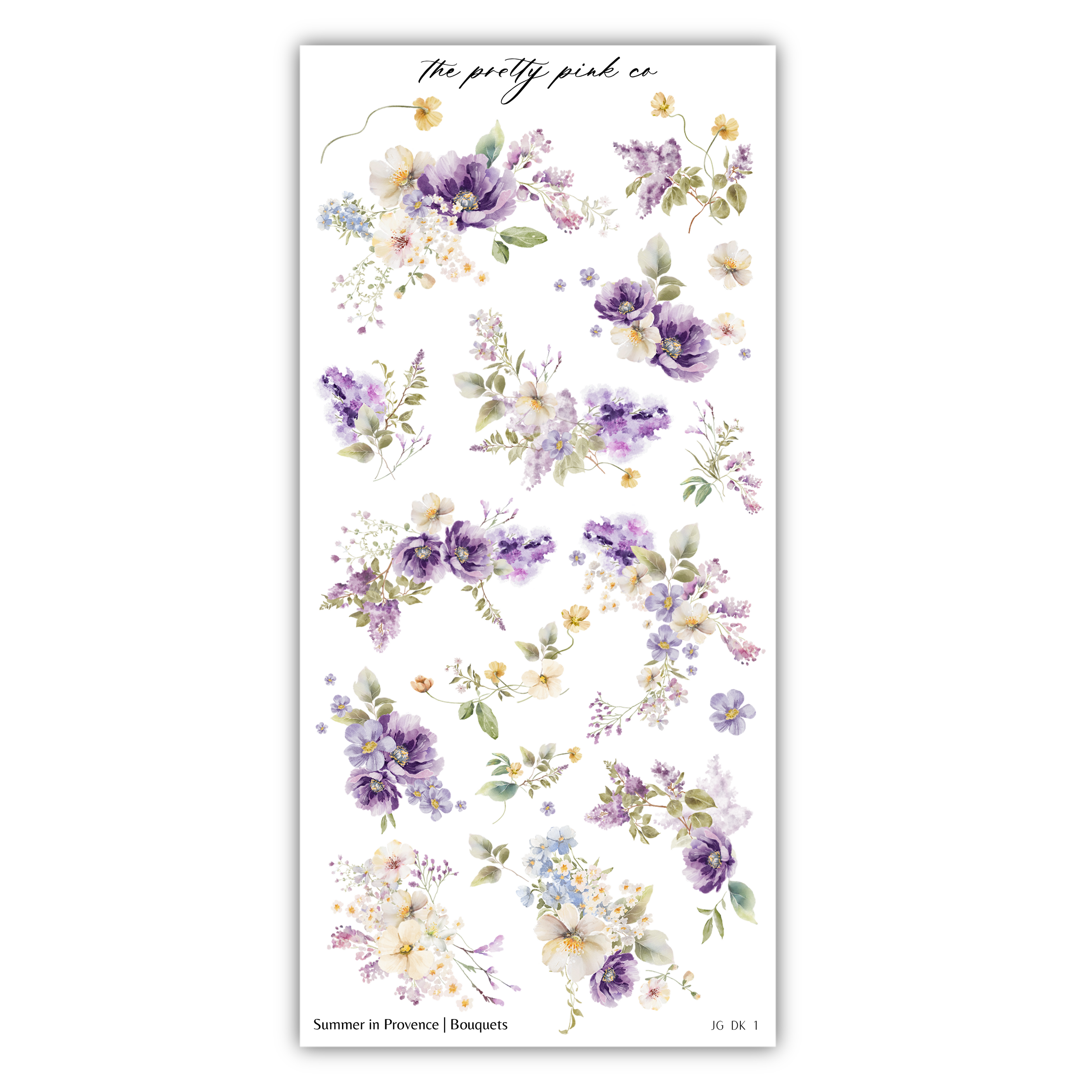 a sheet of stickers with flowers on it