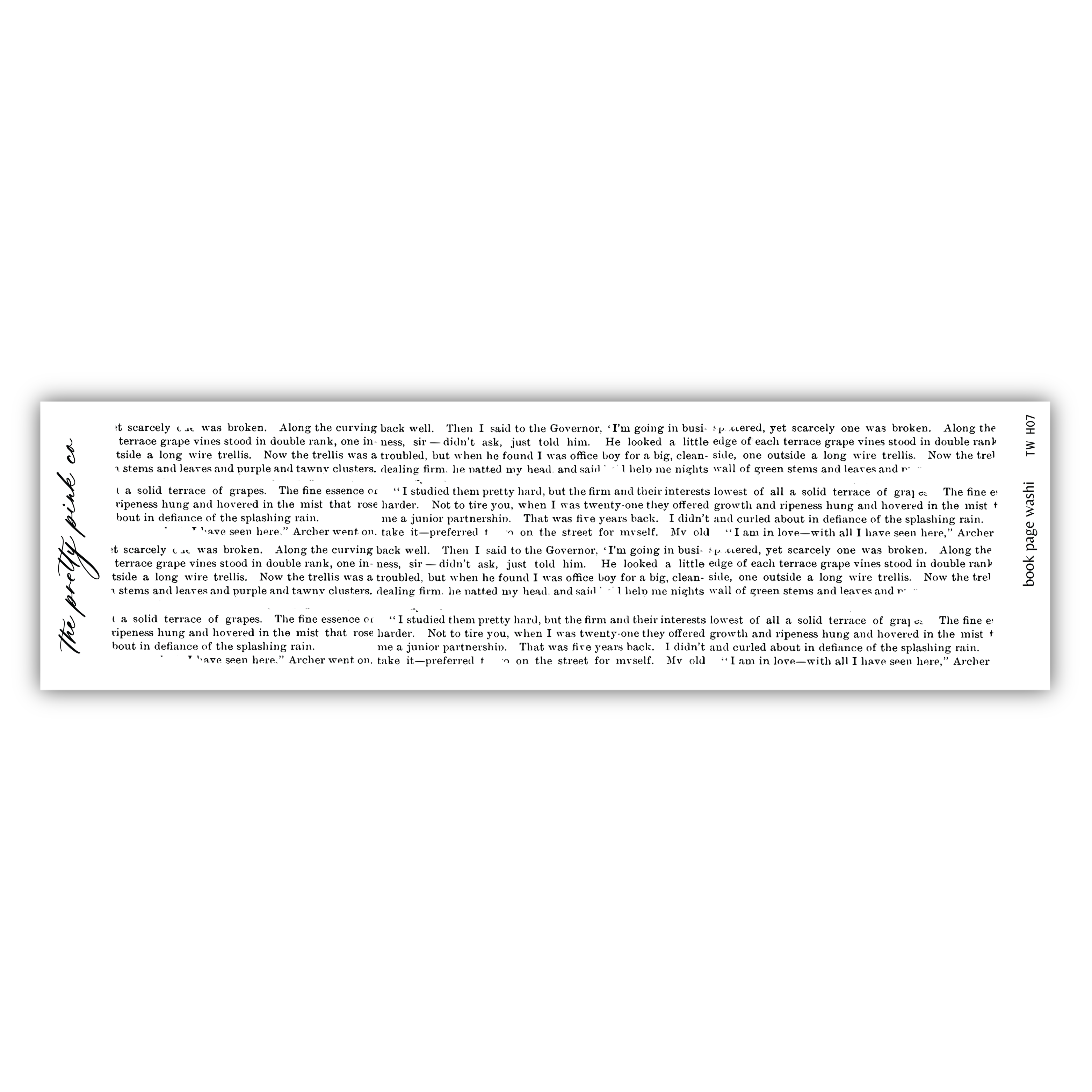a close up of a text on a white background