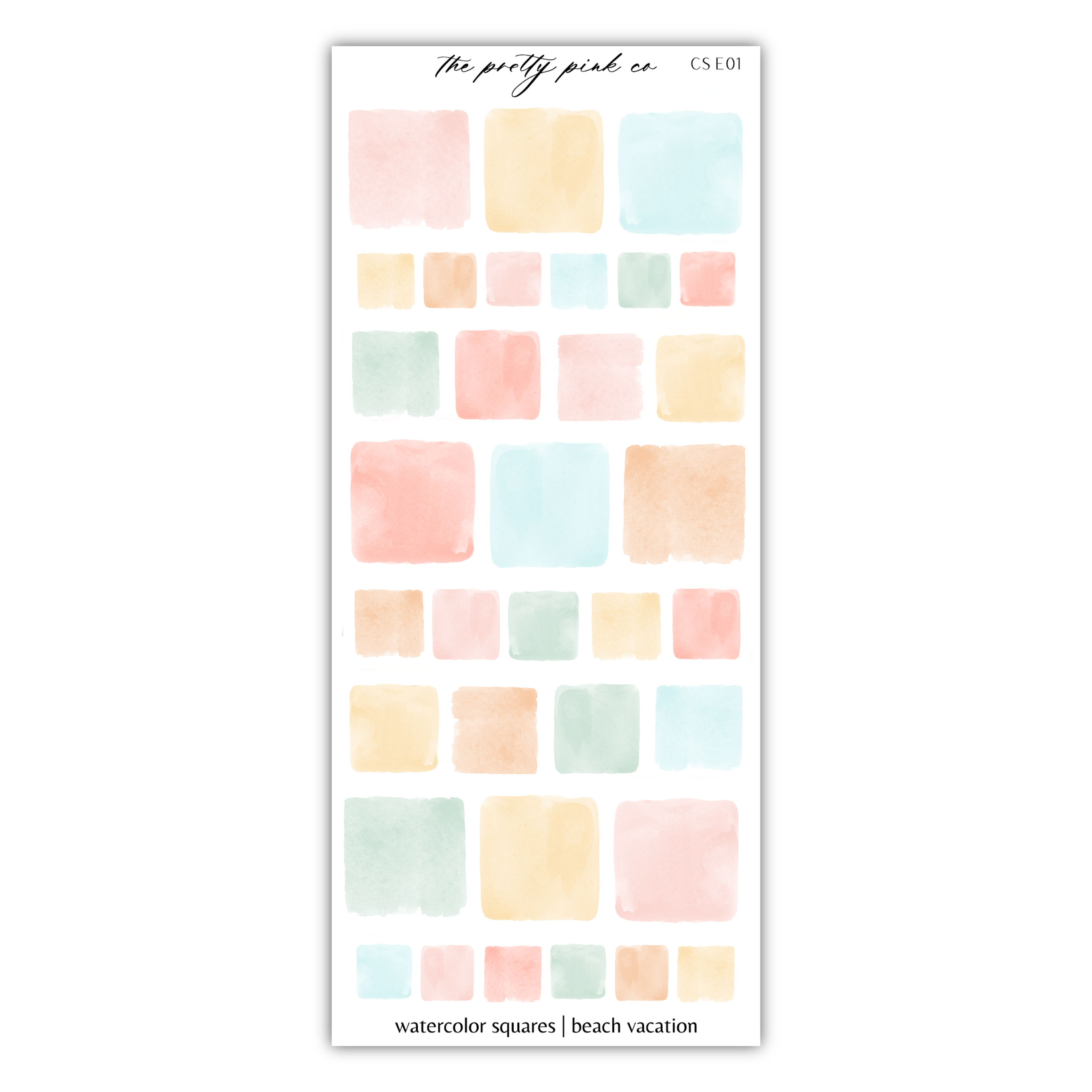 a planner sticker with pastel squares on it