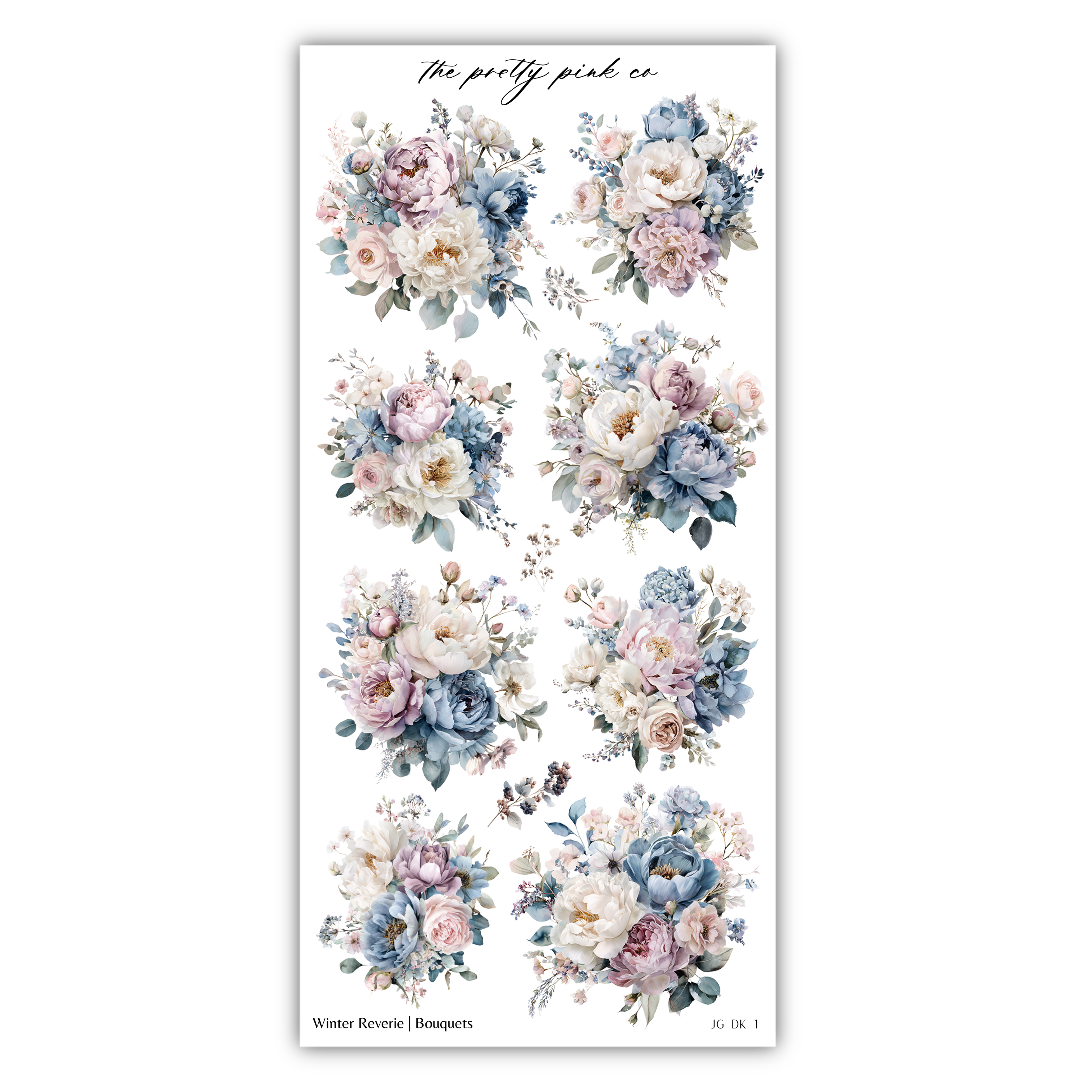 a collection of nine floral arrangements, each featuring a variety of flowers in different colors and styles. The flowers are arranged in a visually appealing manner, creating a harmonious and aesthetically pleasing display.