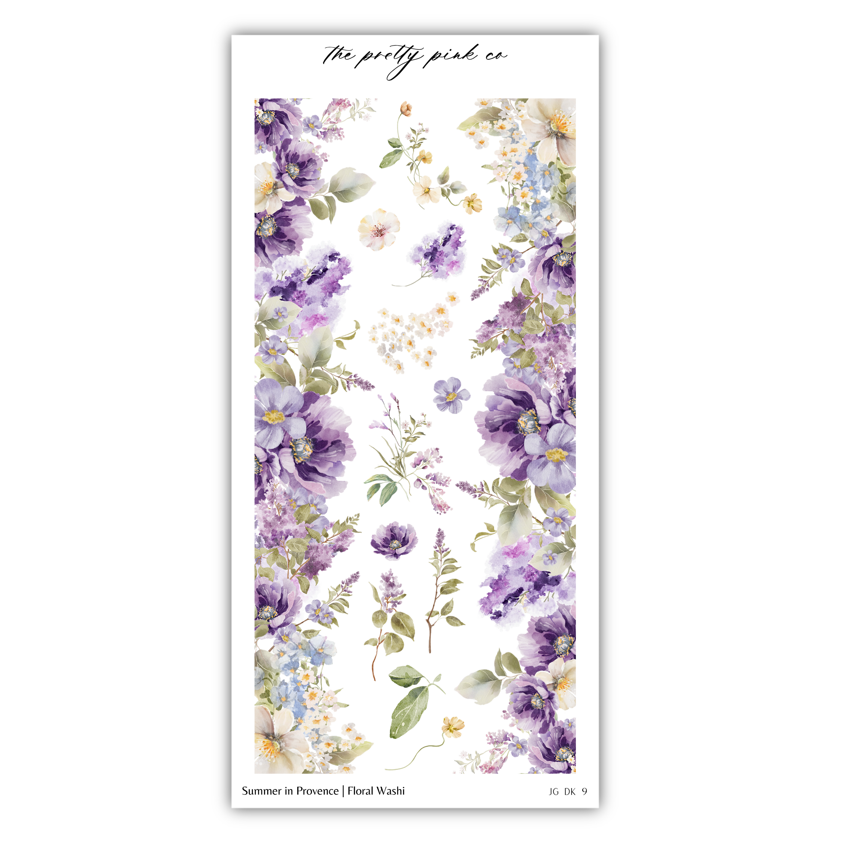 a sticker with purple flowers on it