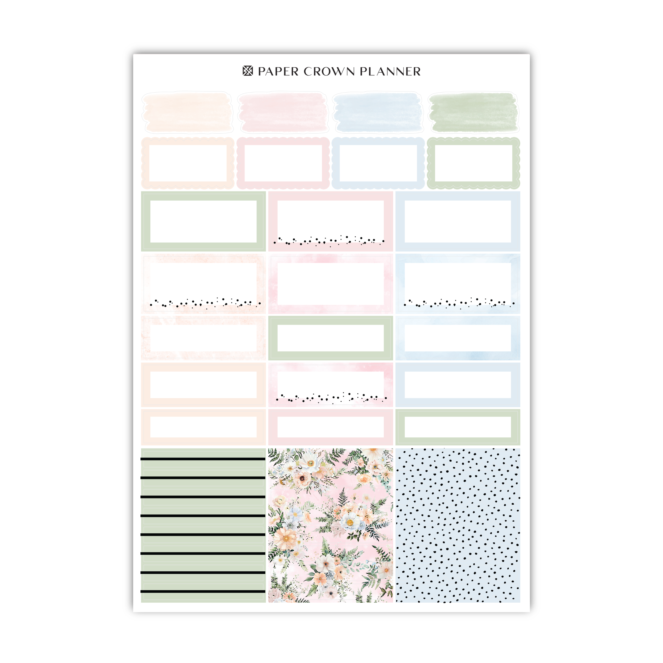 a printable planner with flowers and stripes